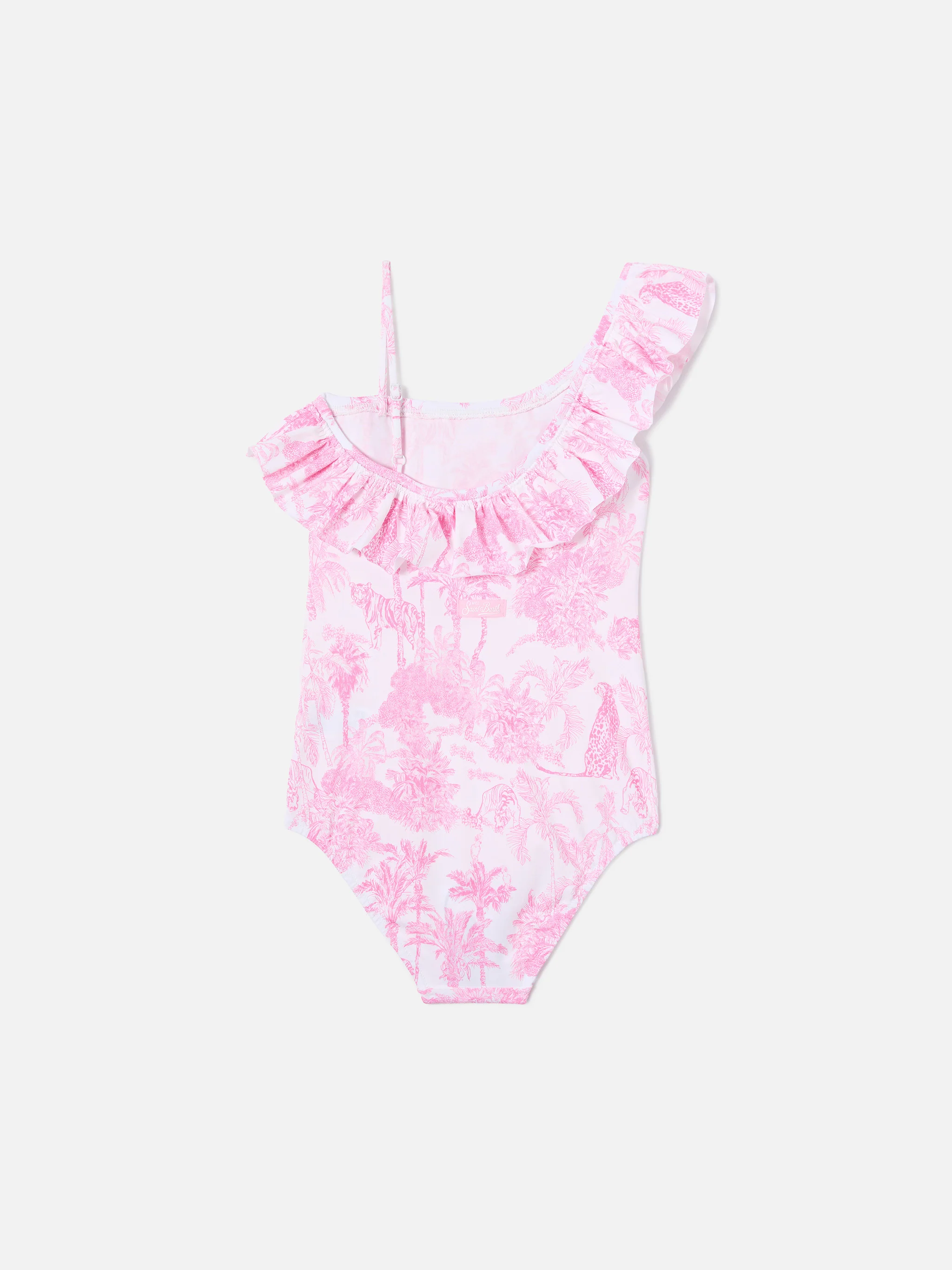 Costume intero monospalla Carin con stampa toile de jouy rosa - Image 2