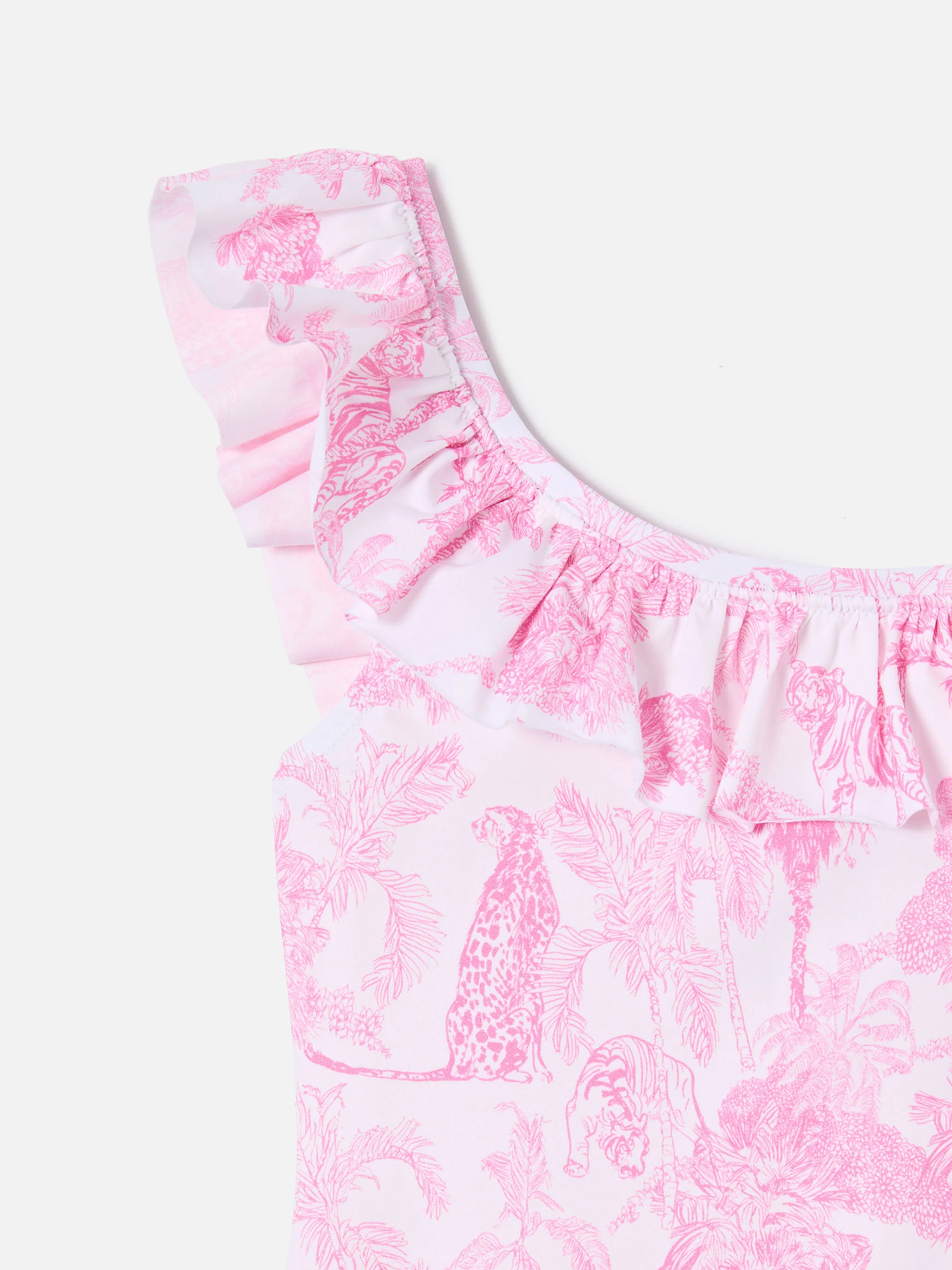 Costume intero monospalla Carin con stampa toile de jouy rosa - Image 3