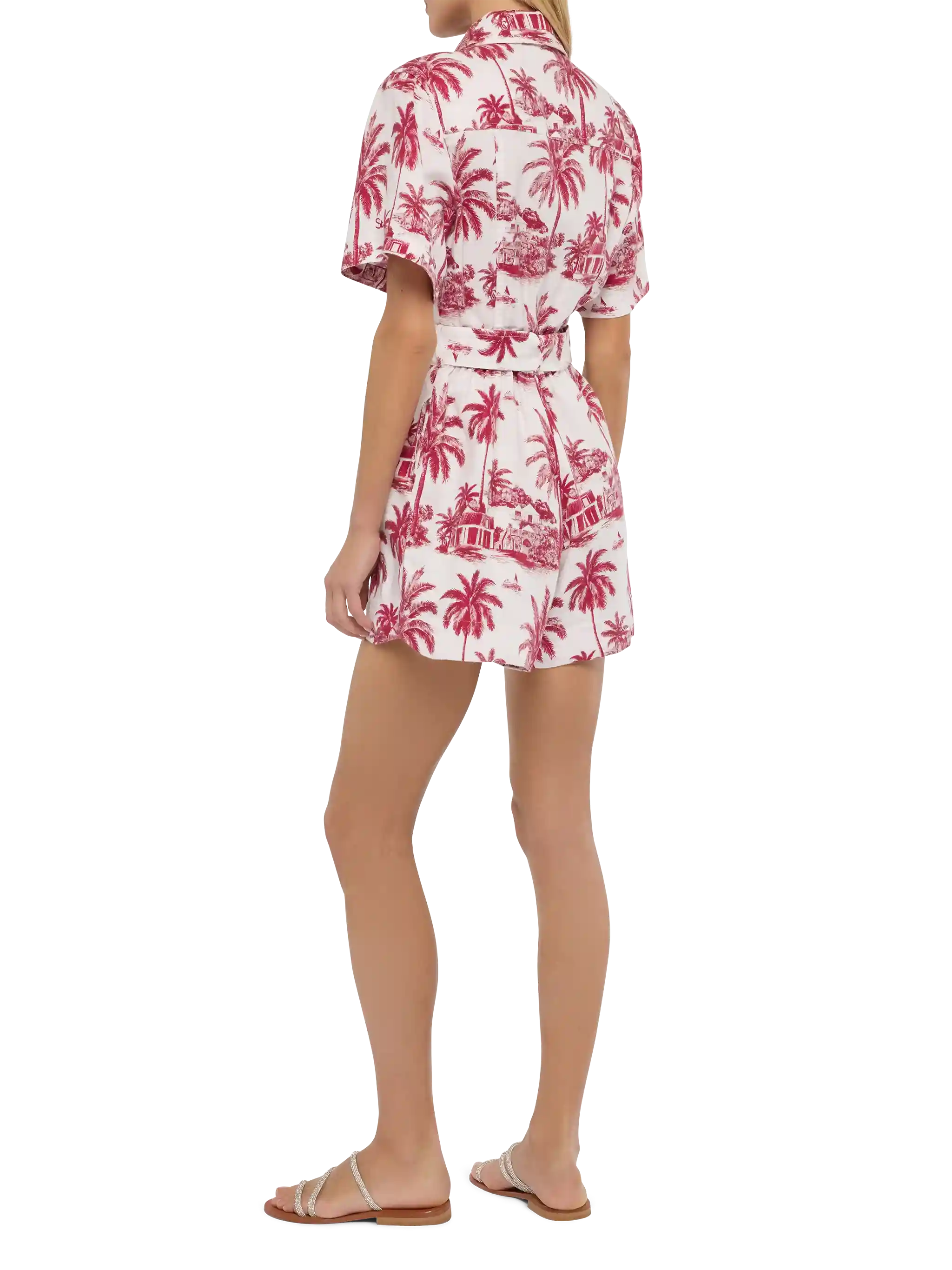 Carola playsuit in lino con stampa toile de jouy | AI CO-CREATED DESIGN BY RICKDICK - POWERED BY RED-EYE - Image 4