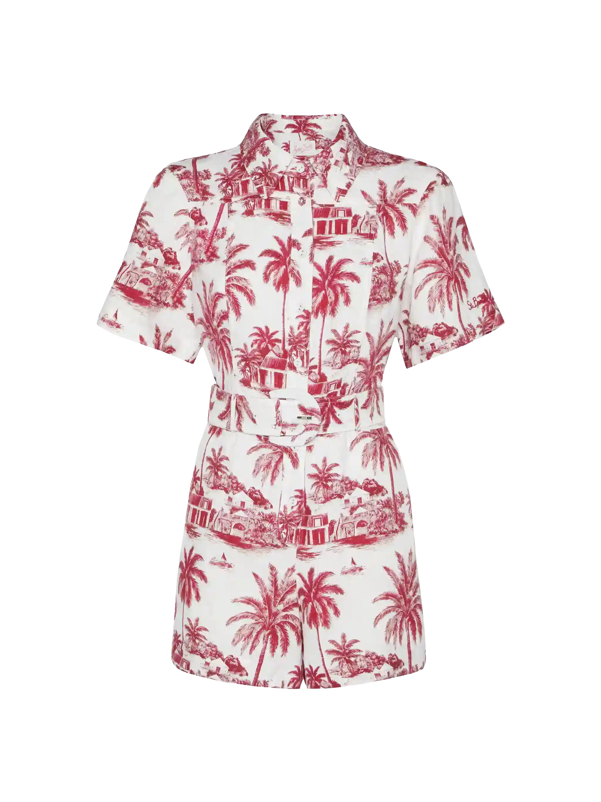 Carola playsuit in lino con stampa toile de jouy | AI CO-CREATED DESIGN BY RICKDICK - POWERED BY RED-EYE - Image 5