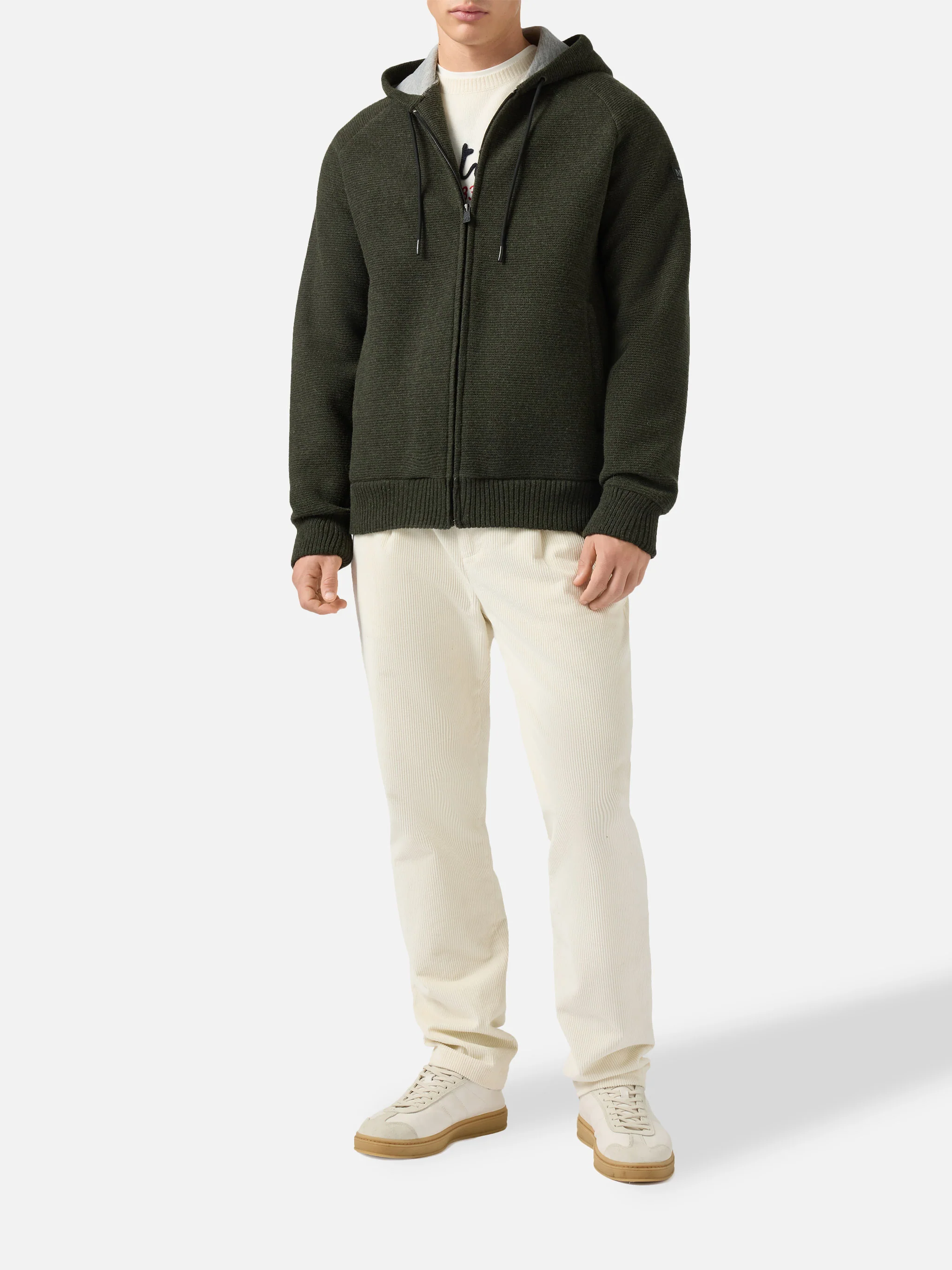 Giacca Carrell knit con zip e cappuccio verde militare - Image 2