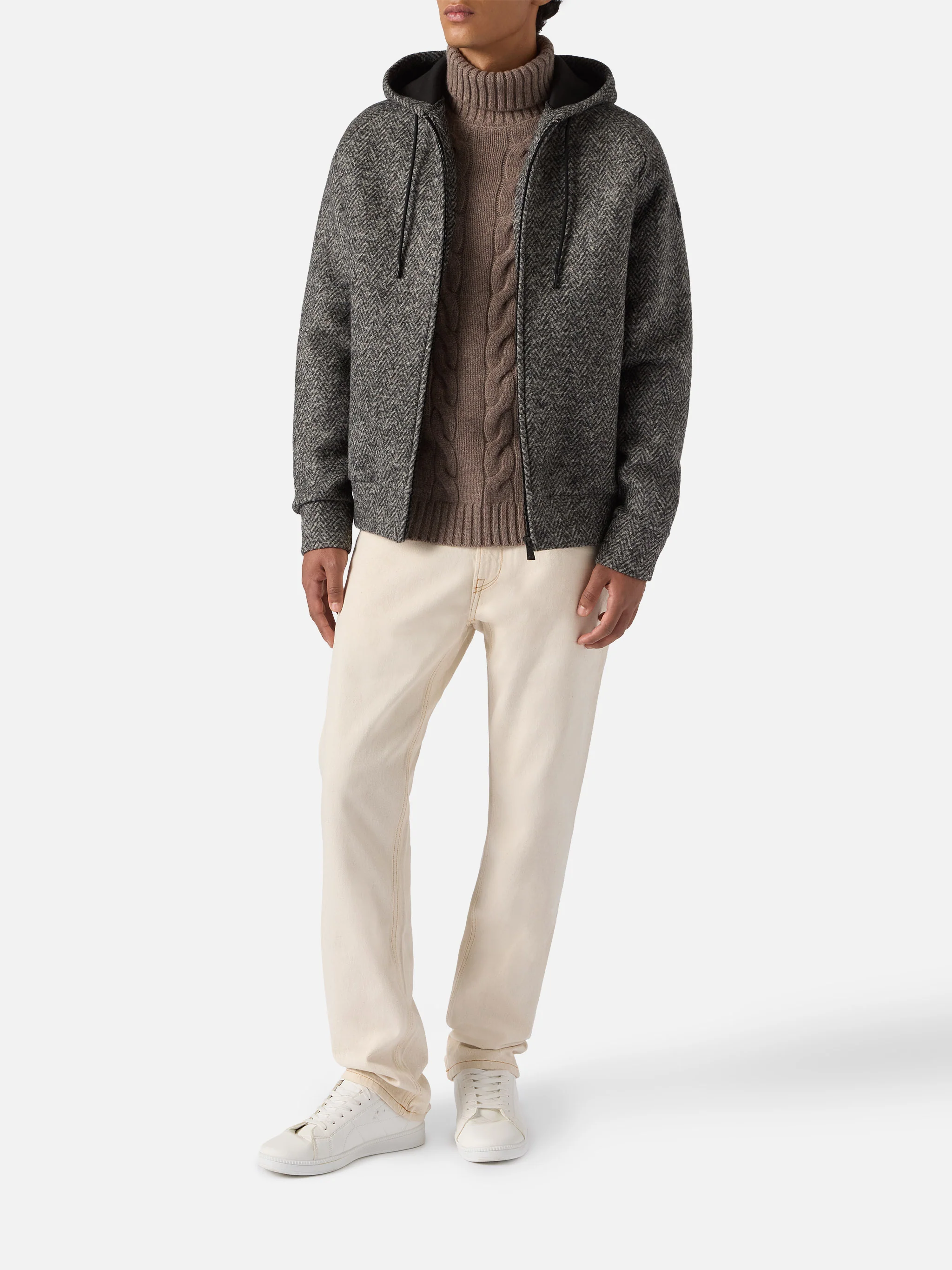 Giacca Carrell Wool spigata con zip e cappuccio - Image 2