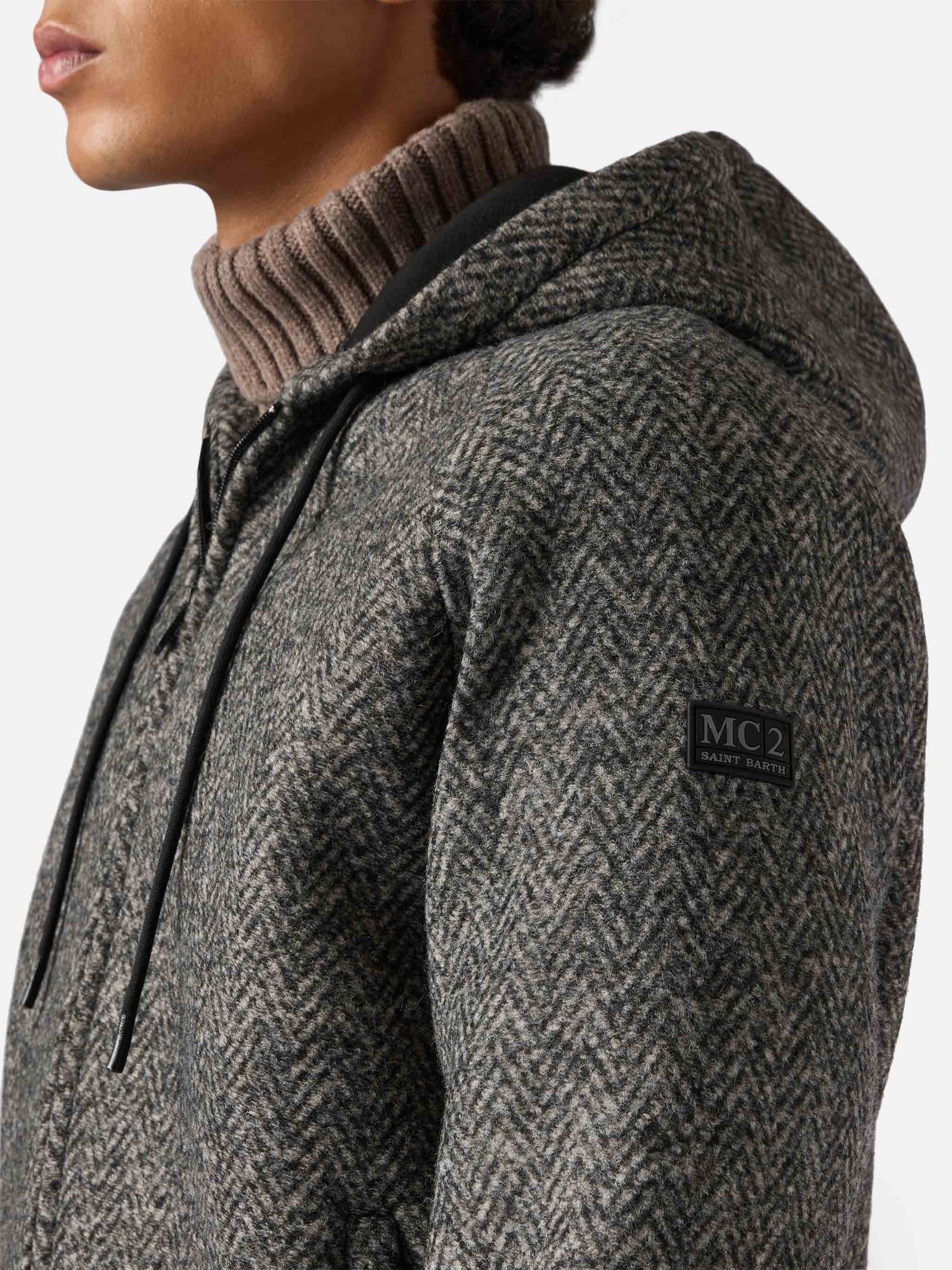 Giacca Carrell Wool spigata con zip e cappuccio - Image 3