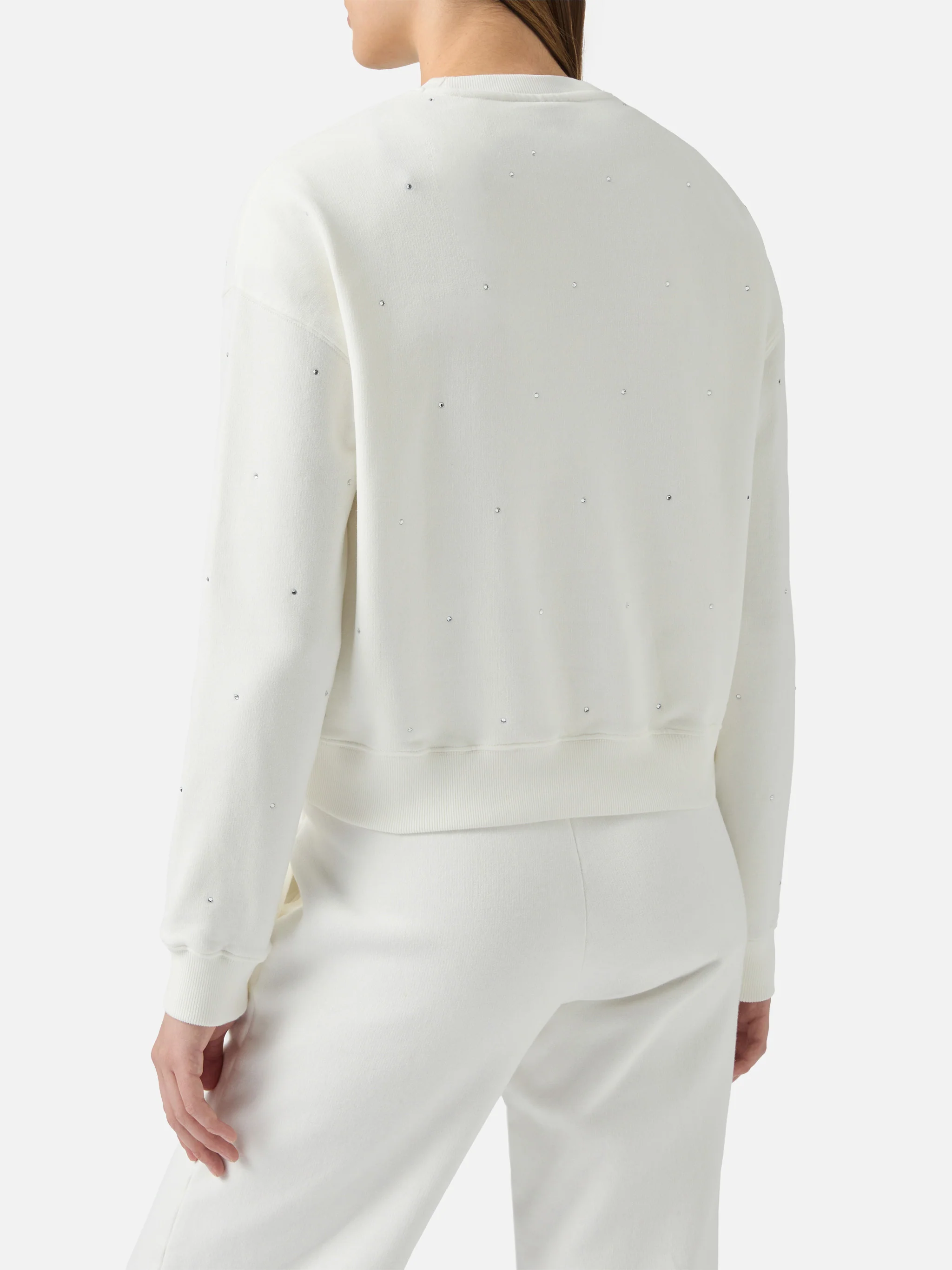 Felpa Casey in cotone bianco con applicazione in strass - Image 4