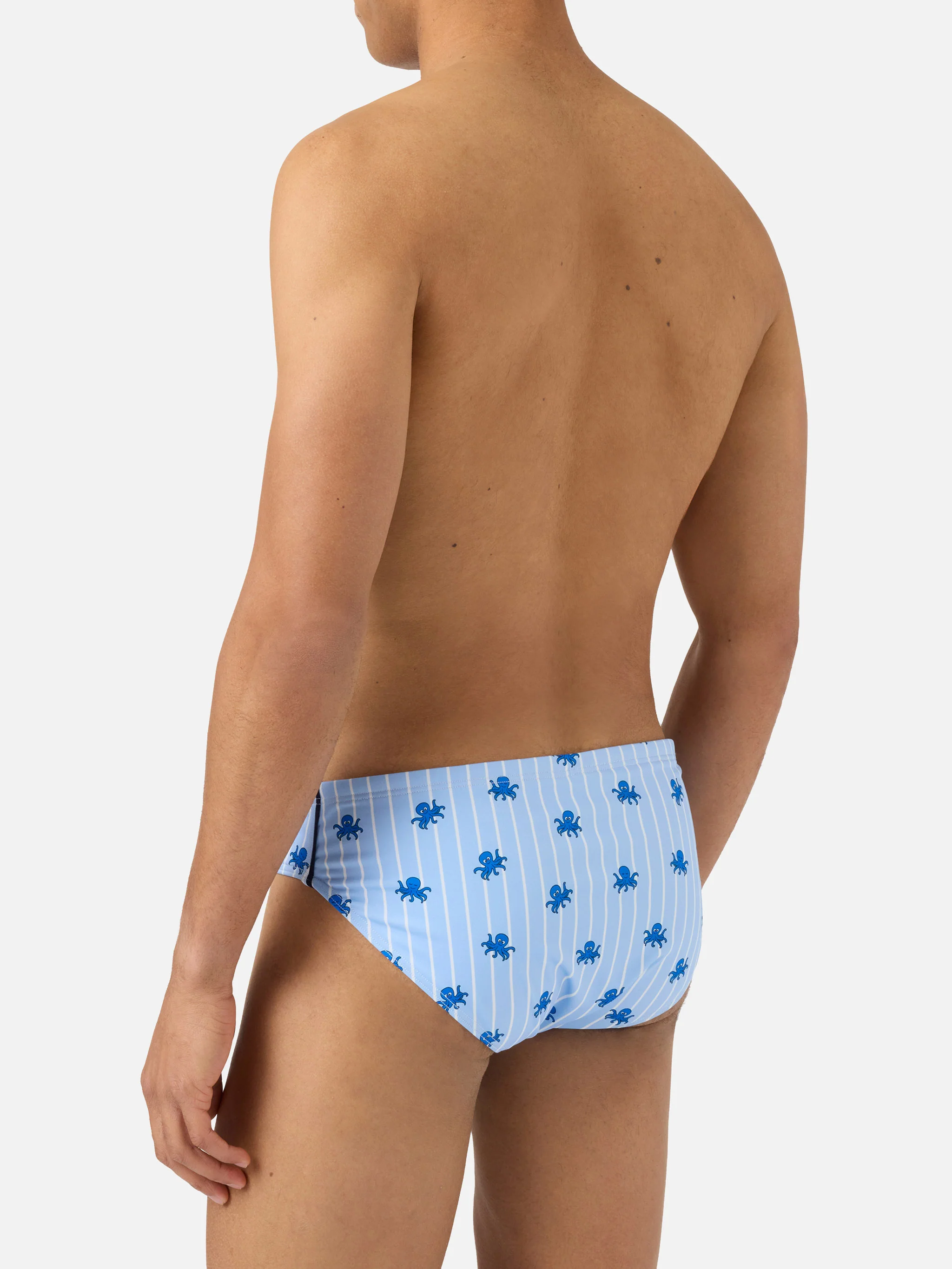Slip mare Cayo a righe azzurre con stampa polipetti - Image 5