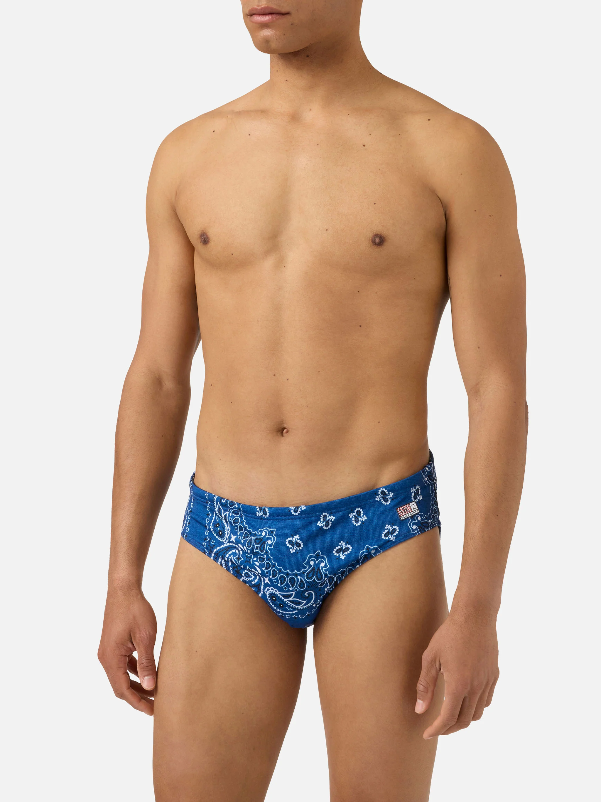 Slip mare Cayo con stampa bandanna blu navy - Image 3