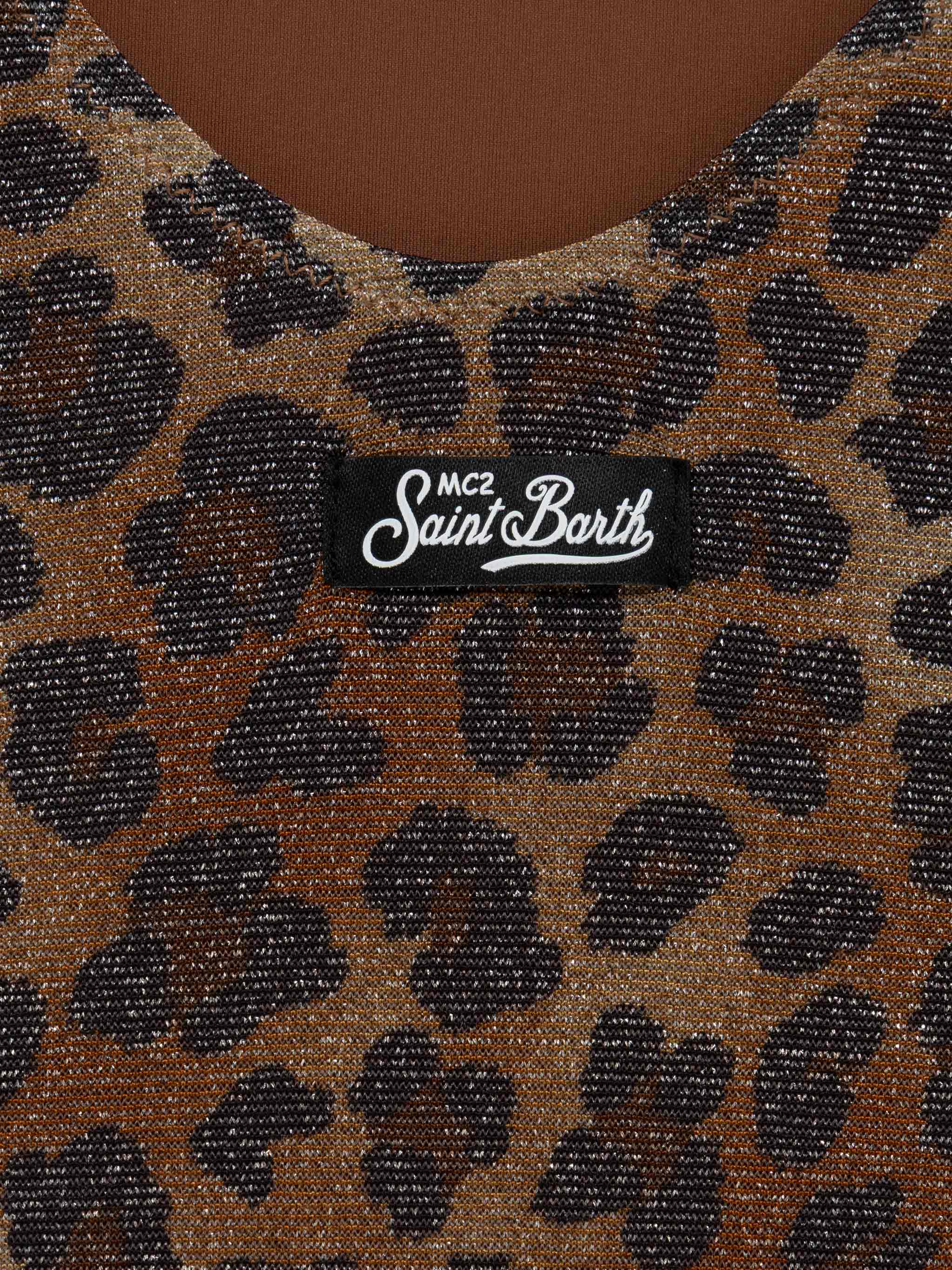 Costume intero Cecille Jr in lurex con stampa animalier - Image 3