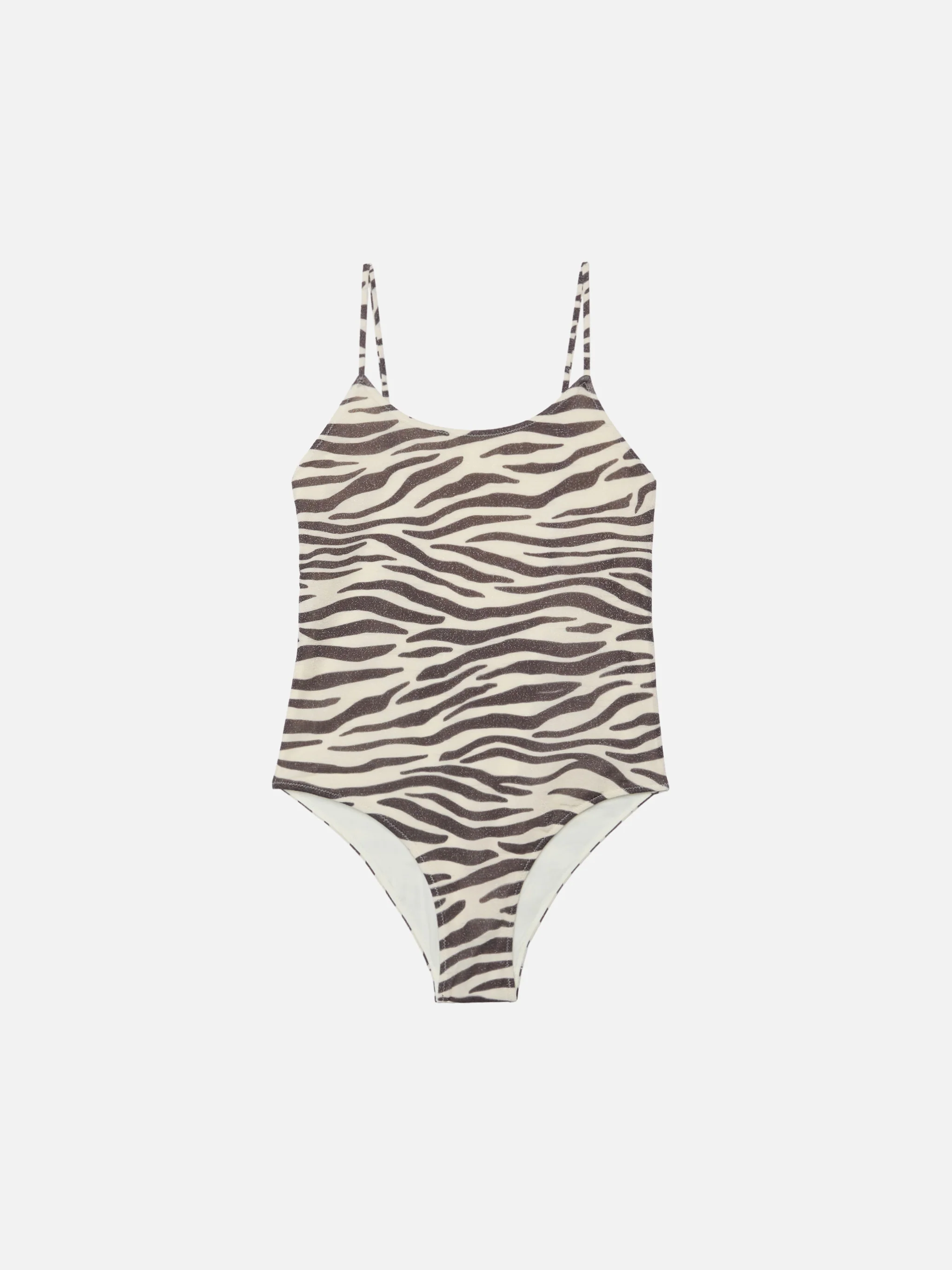 Costume intero Cecille Jr in lurex con stampa zebrata