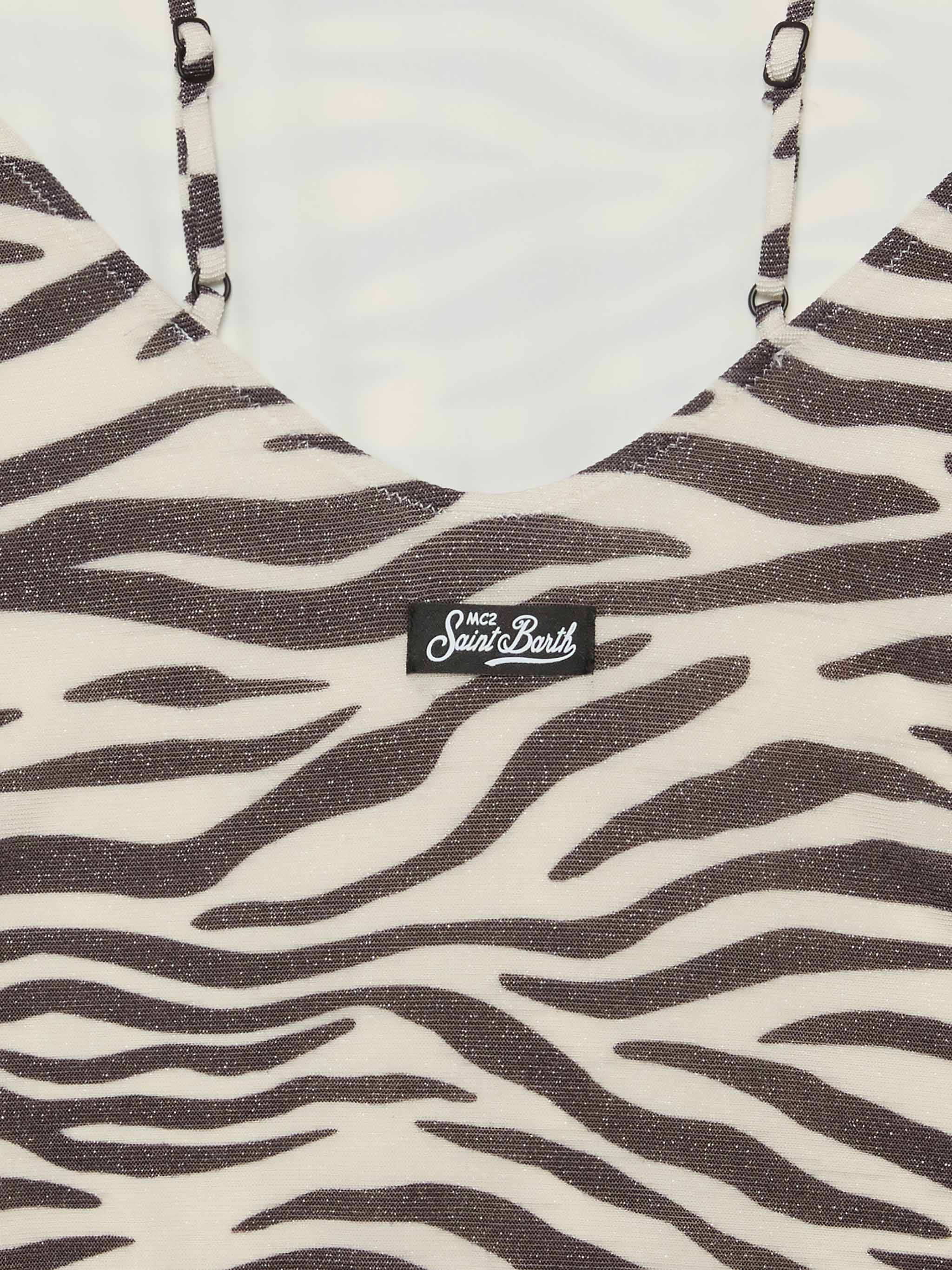 Costume intero Cecille Jr in lurex con stampa zebrata - Image 3