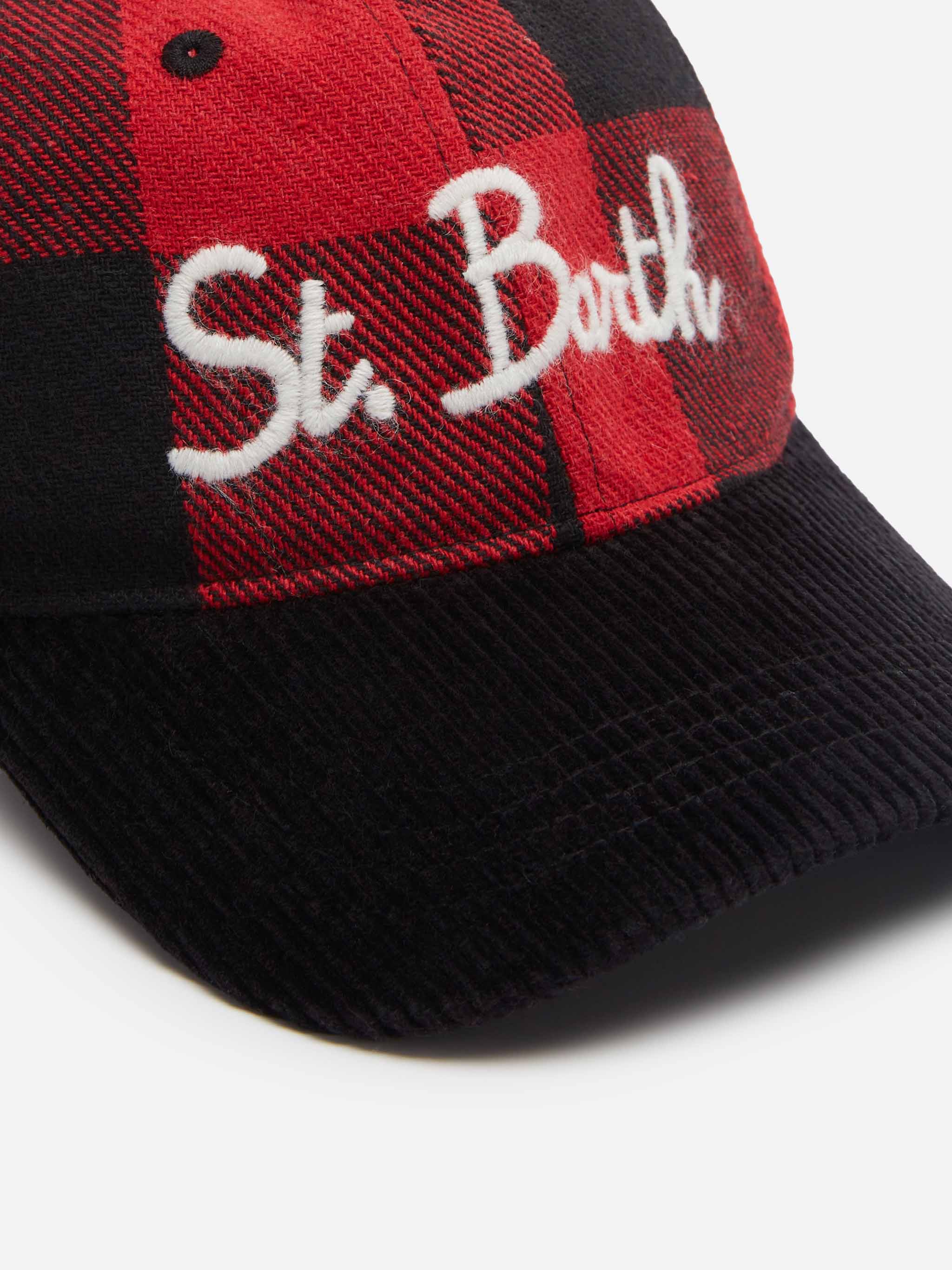Cappellino da baseball in feltro a quadri con ricamo St. Barth - Image 3