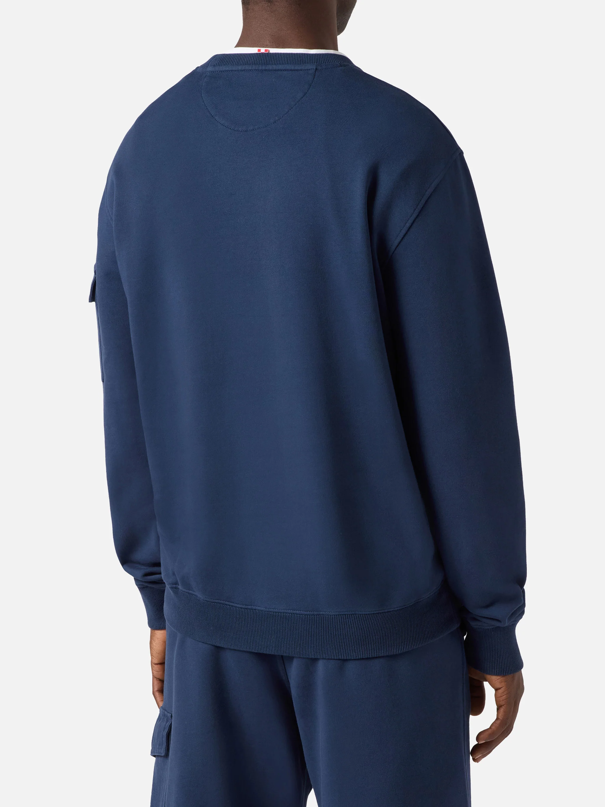 Felpa Chester in felpa blu navy con tasca applicata - Image 3