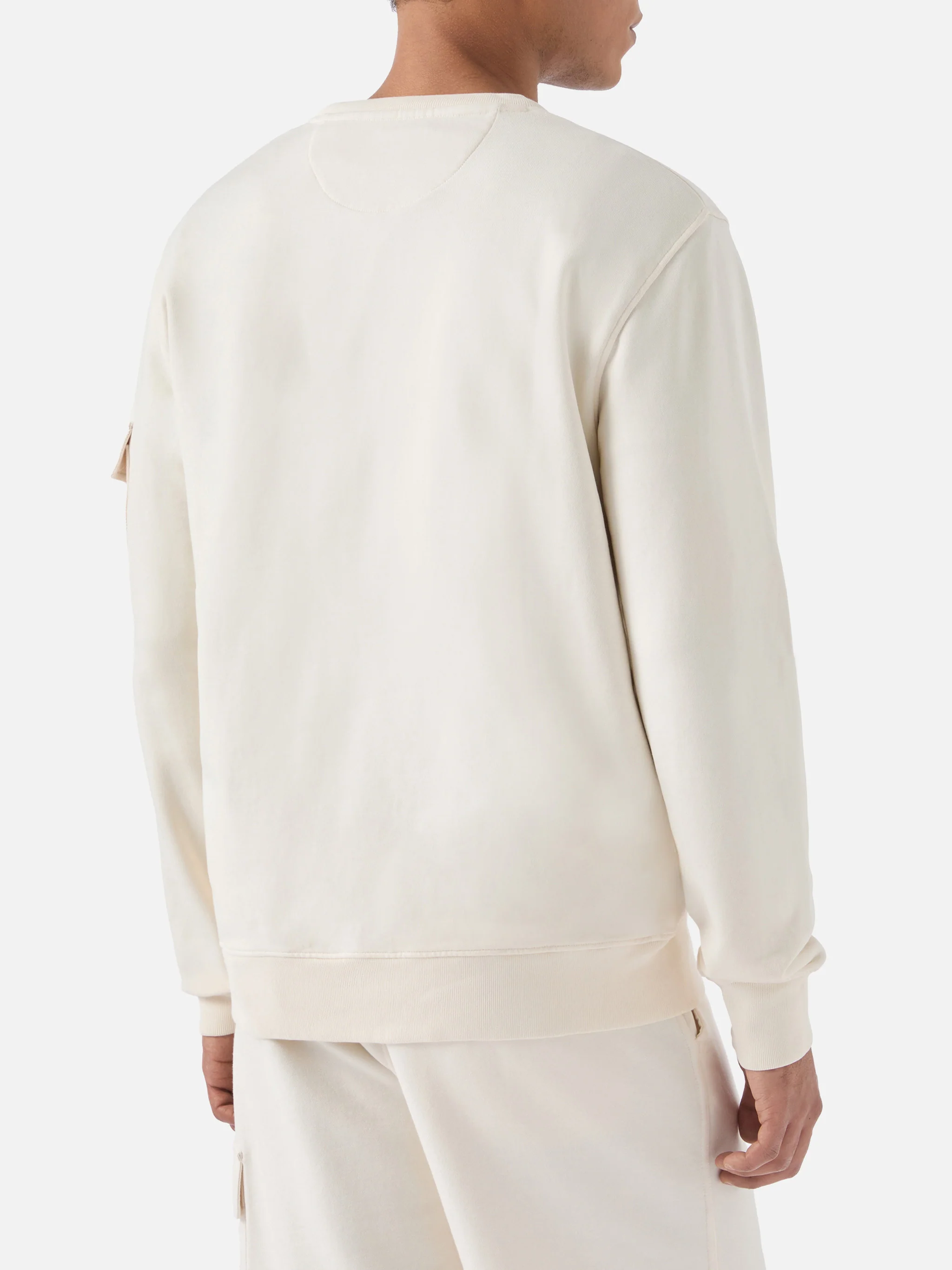 Felpa Chester in cotone crema con tasca applicata - Image 3
