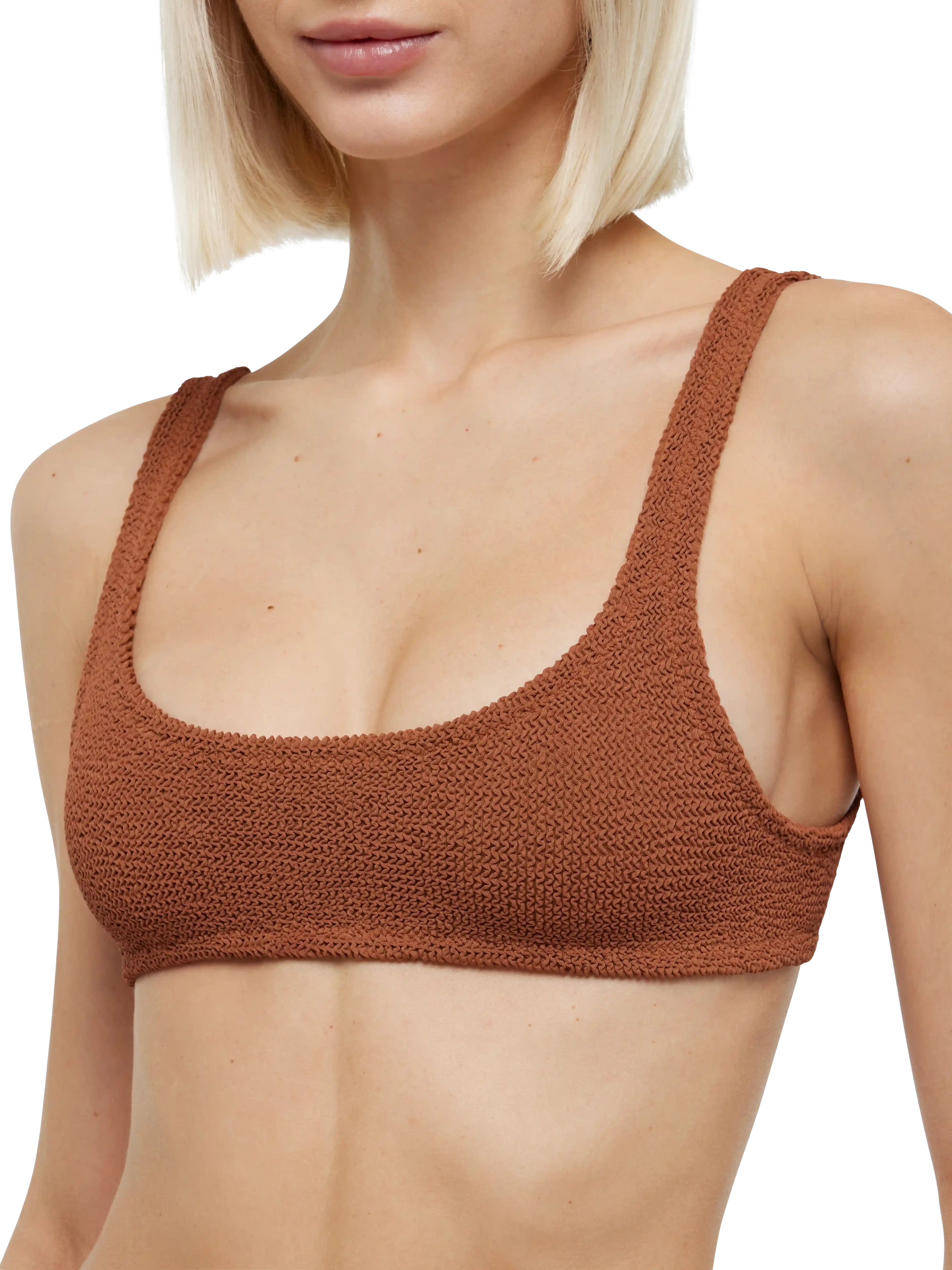 Bikini a bralette Naima Naomi in tessuto crinkle camello - Image 5
