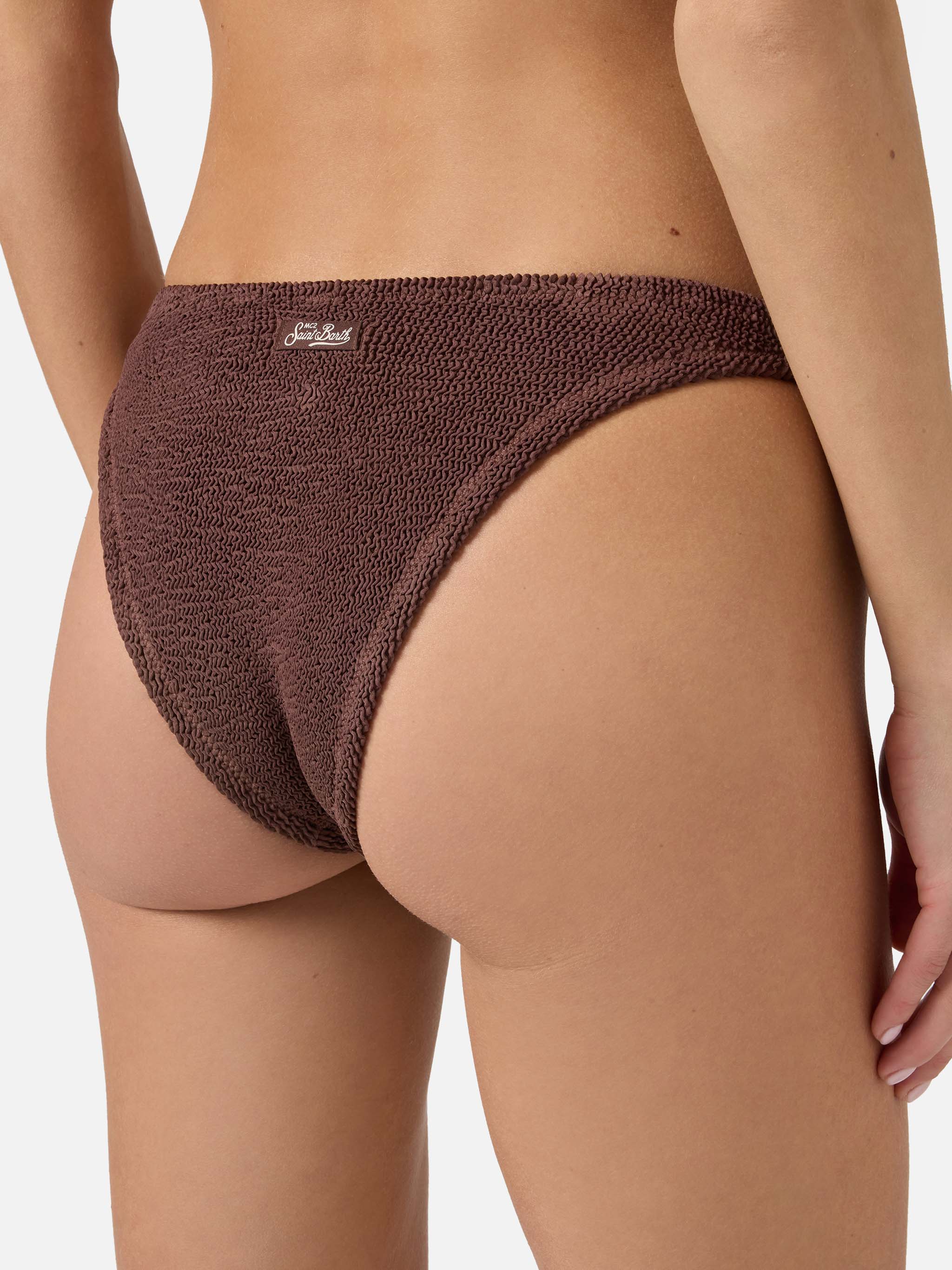 Slip mare classico Elise in crinkle marrone - Image 2