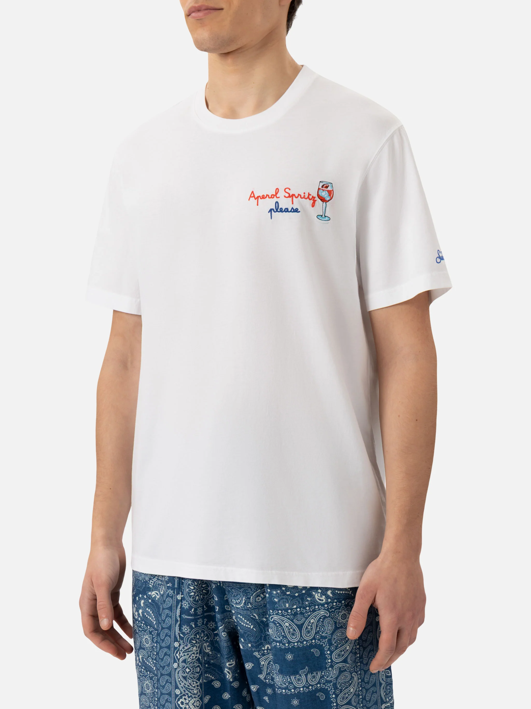 T-shirt Portofino in jersey di cotone classic fit con ricamo Aperol Spritz, please | APEROL SPECIAL EDITION - Image 3
