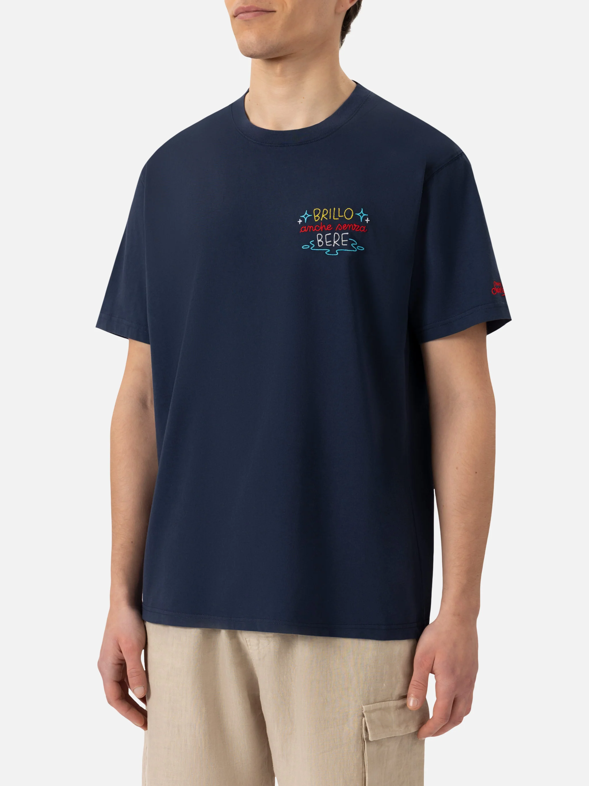 T-shirt Portofino in jersey di cotone classic fit con ricamo Brillo senza bere | INSULTI LUMINOSI SPECIAL EDITION - Image 3