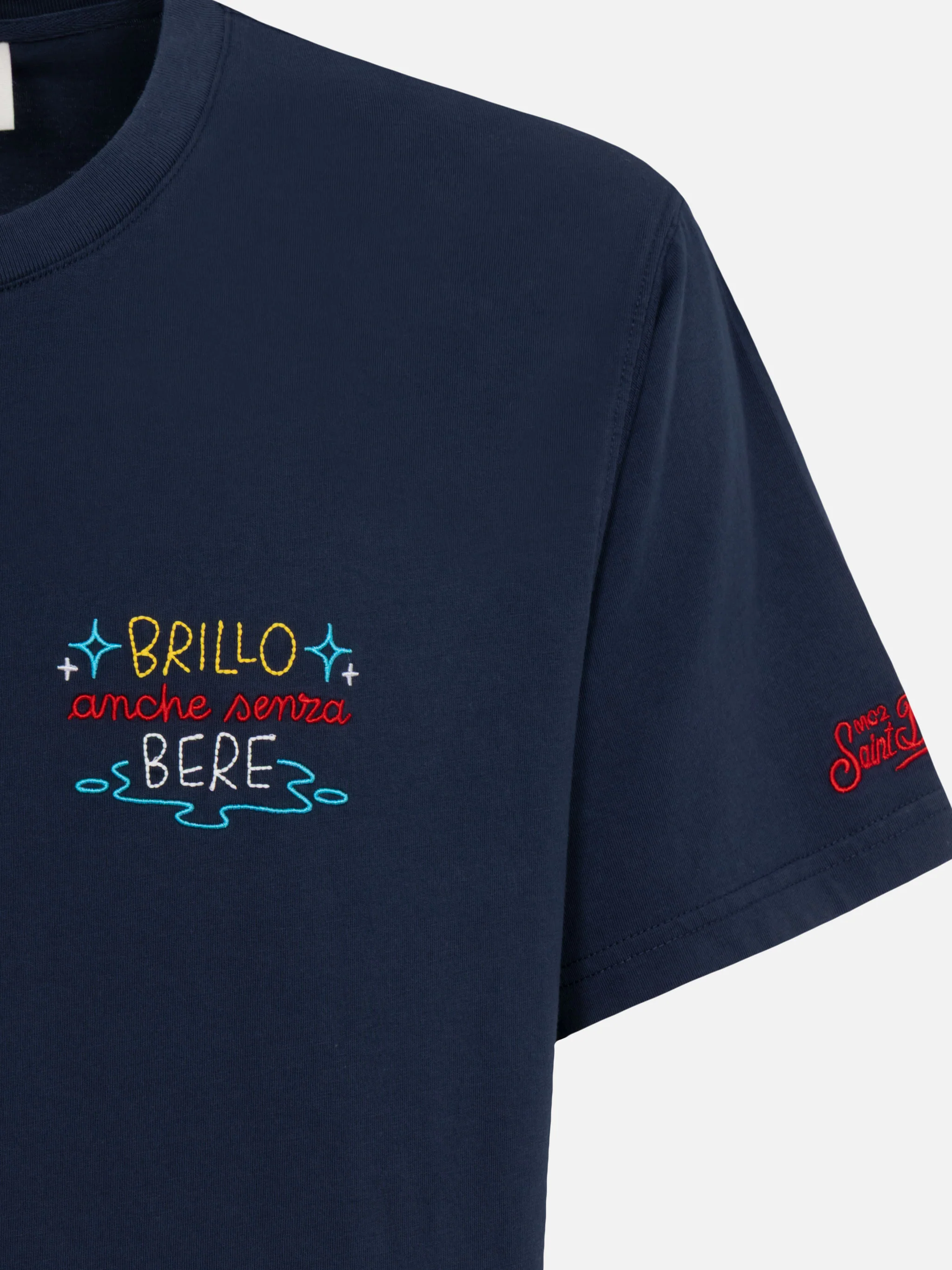 T-shirt Portofino in jersey di cotone classic fit con ricamo Brillo senza bere | INSULTI LUMINOSI SPECIAL EDITION - Image 4