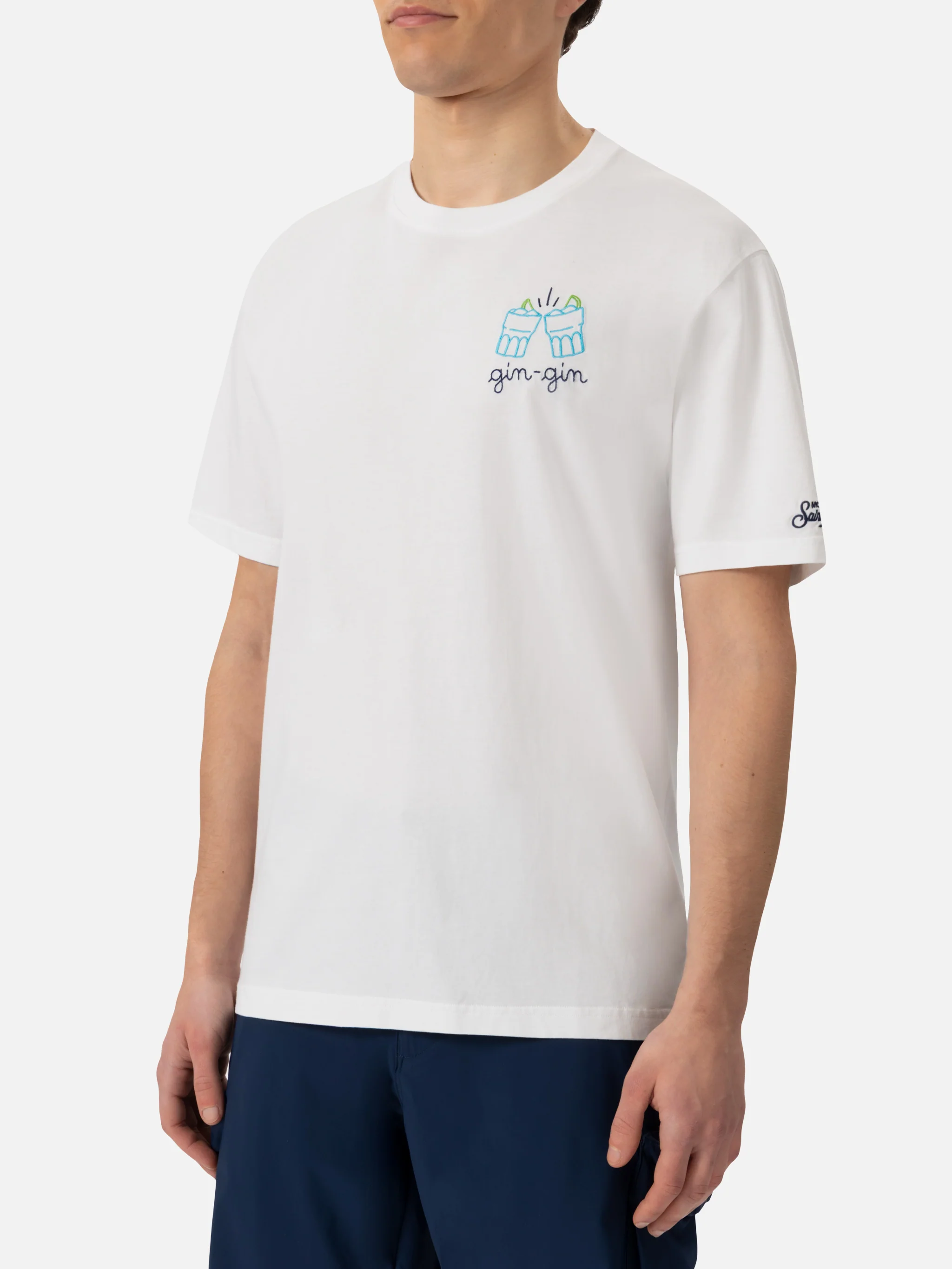 T-shirt Portofino in jersey di cotone classic fit con ricamo Gin Gin | INSULTI LUMINOSI SPECIAL EDITION - Image 3