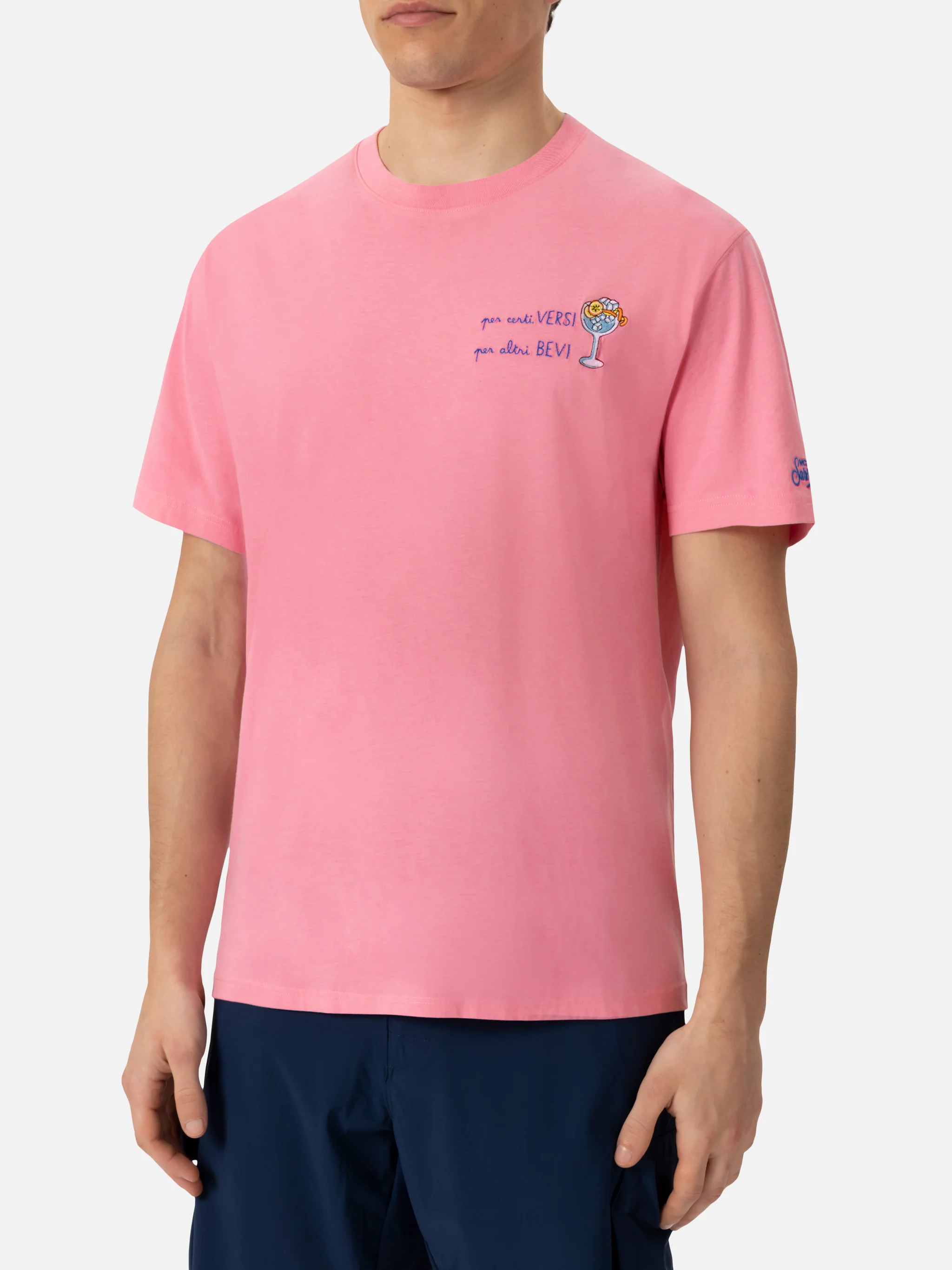 T-shirt Portofino in jersey di cotone classic fit con ricamo Per certi Versi, per altri Bevi - Image 3