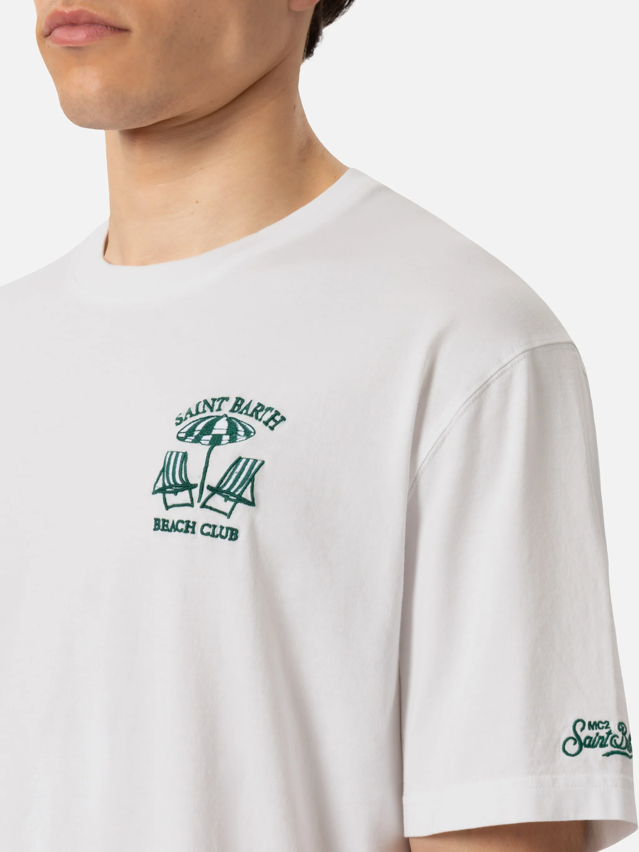T-shirt Portofino in jersey di cotone classic fit con ricamo Saint Barth Beach Club - Image 2