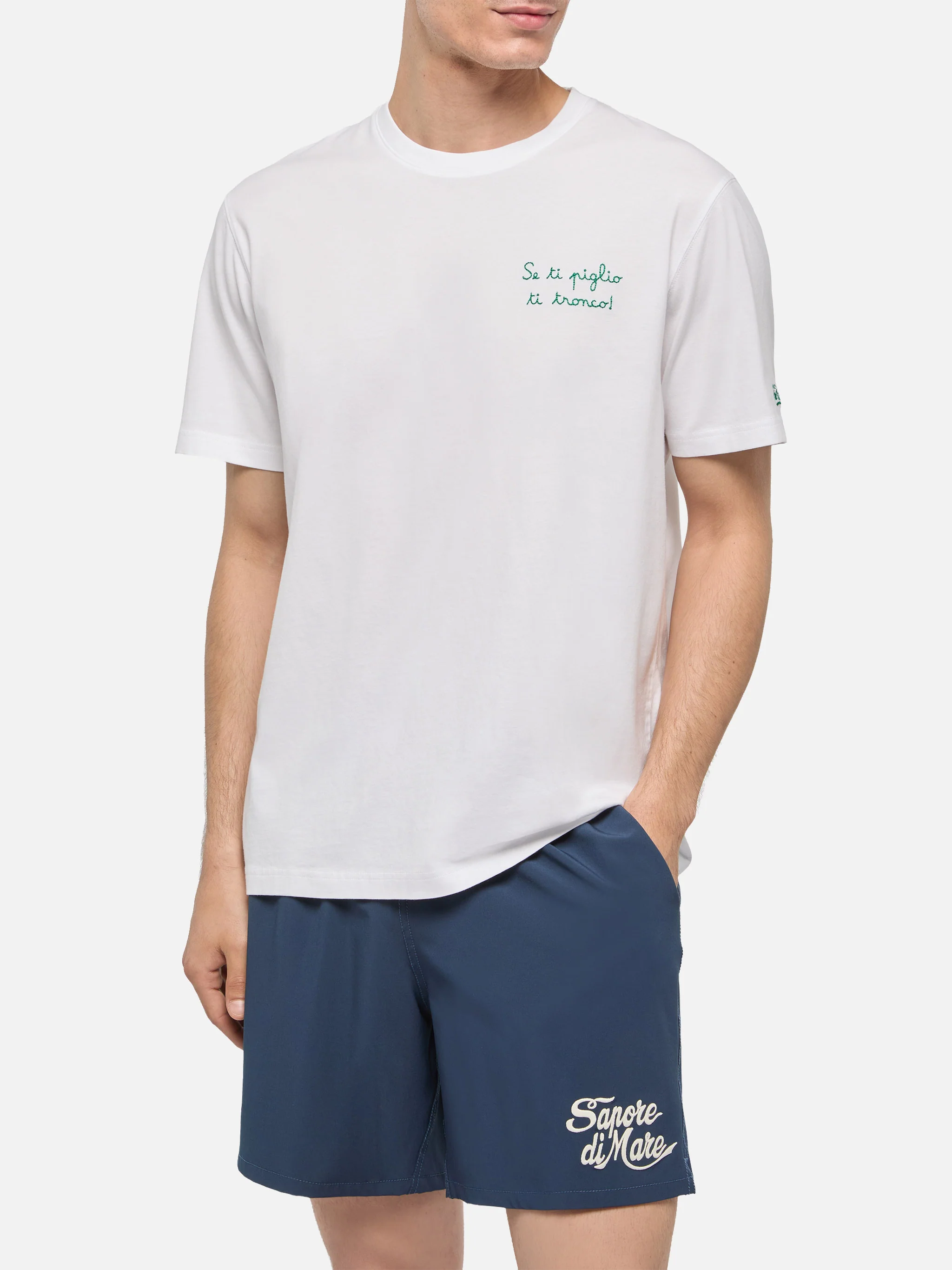 T-shirt Portofino in jersey di cotone classic fit con ricamo Se ti piglio ti tronco! | SAPORE DI MARE SPECIAL EDITION - Image 3