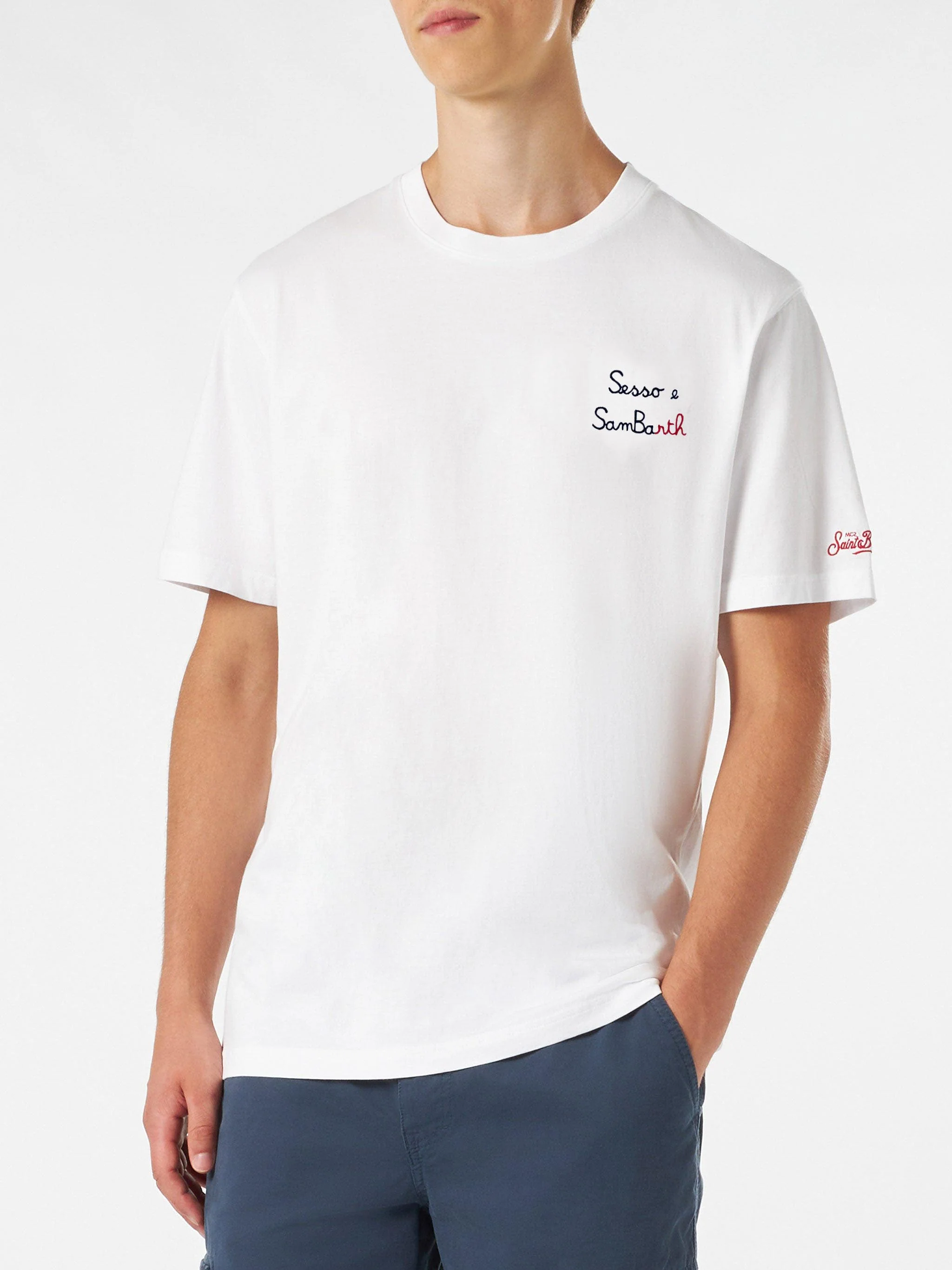 T-shirt Portofino in jersey di cotone classic fit con ricamo Sesso e Sambarth - Image 3