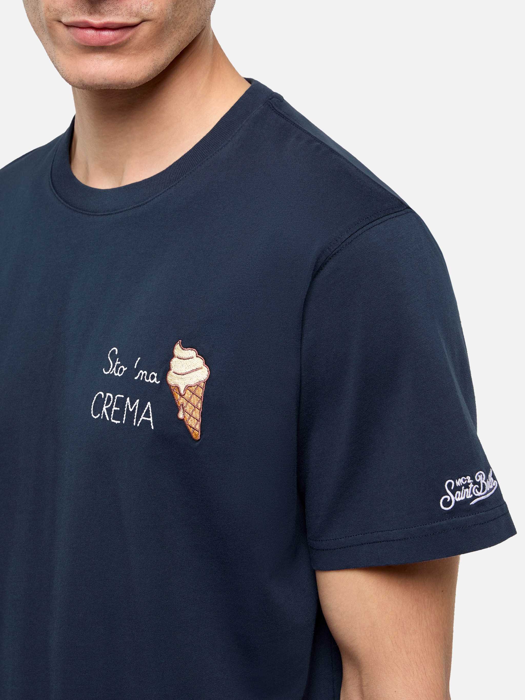 T-shirt Portofino in jersey di cotone classic fit con ricamo Sto 'na crema - Image 2