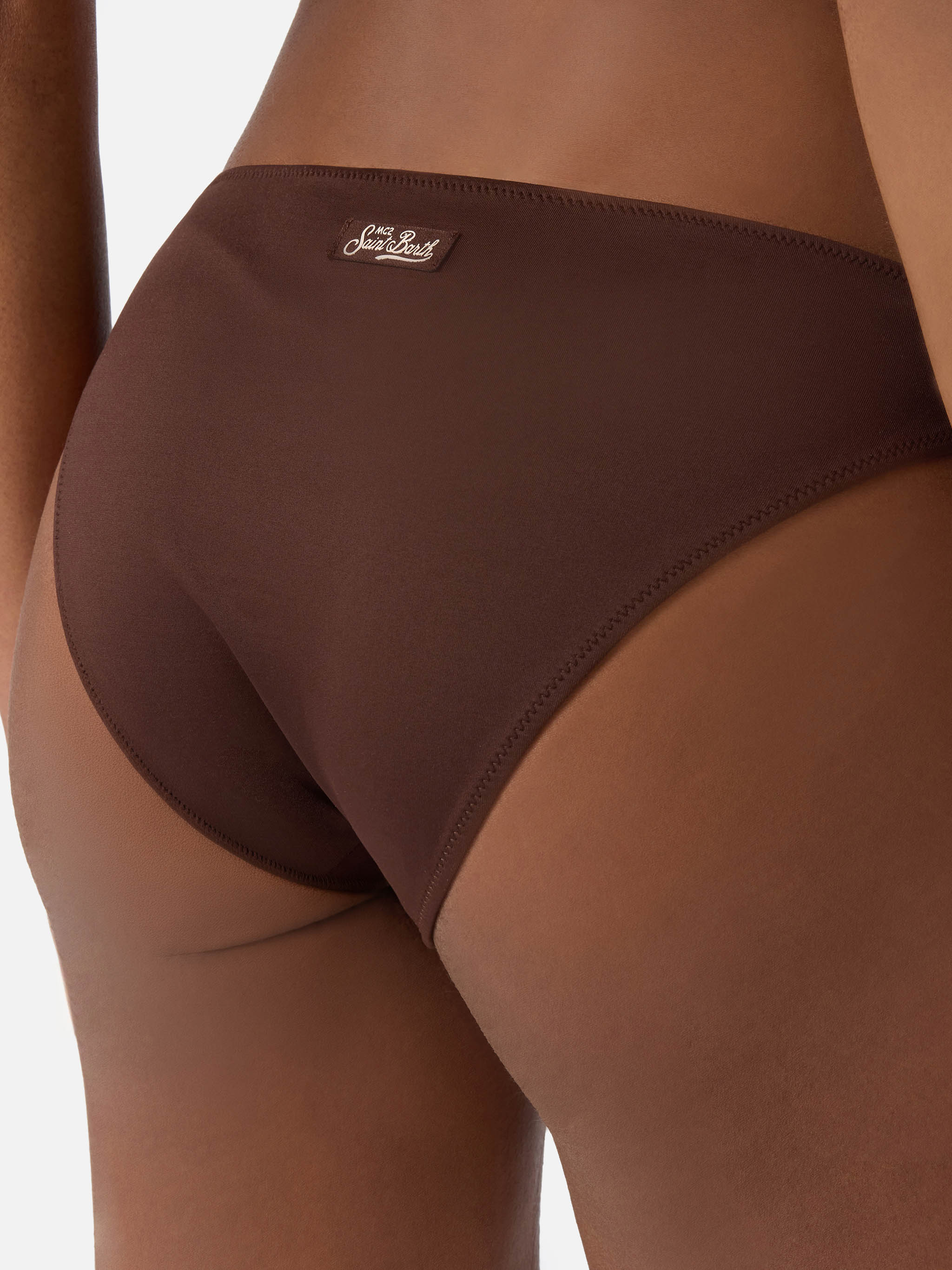 Slip mare Maia classico in tessuto elasticizzato marrone - Image 2