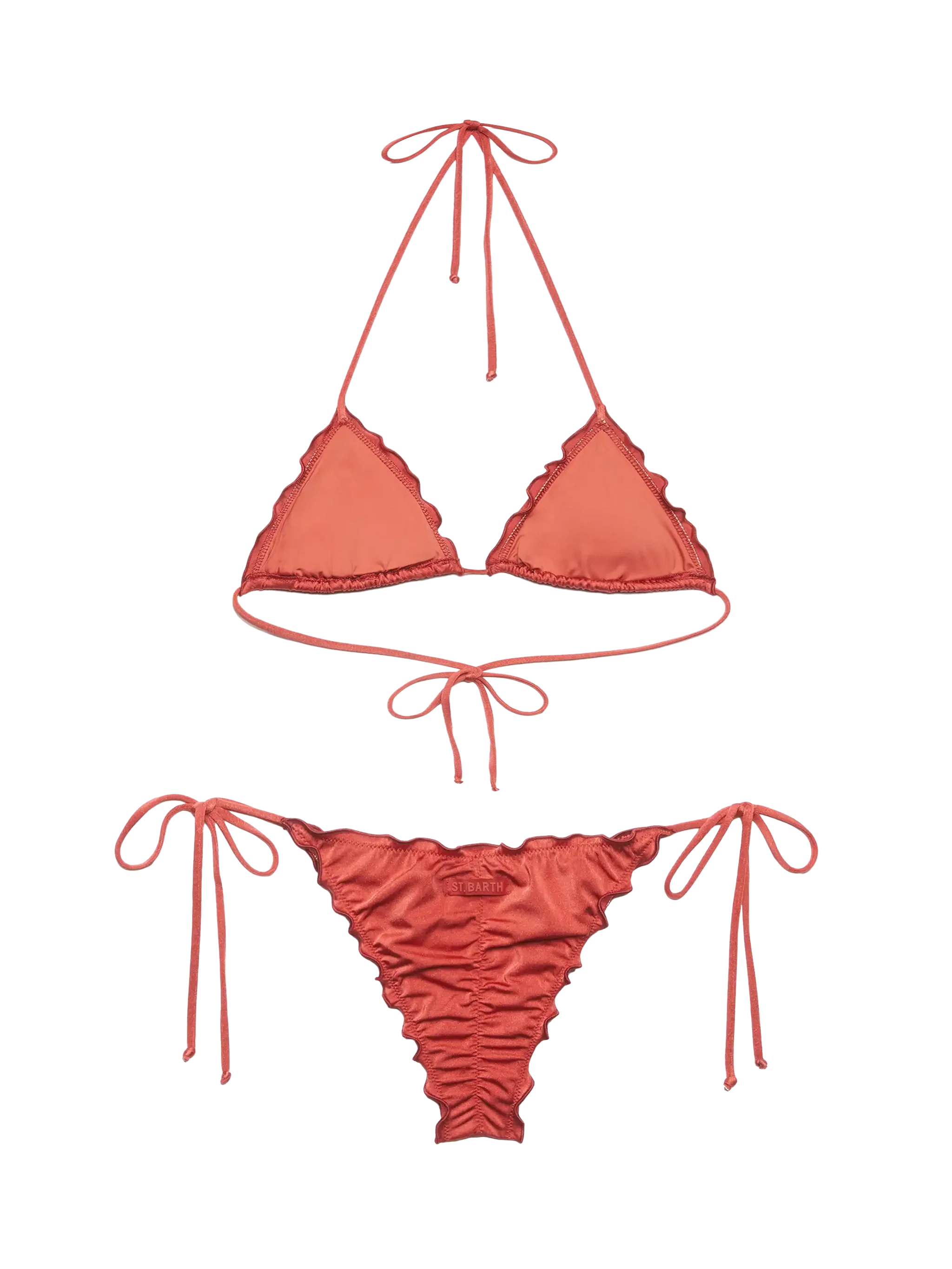 Bikini classico a triangolo in shimmer rosso mattone Sagittarius Miami - Image 3