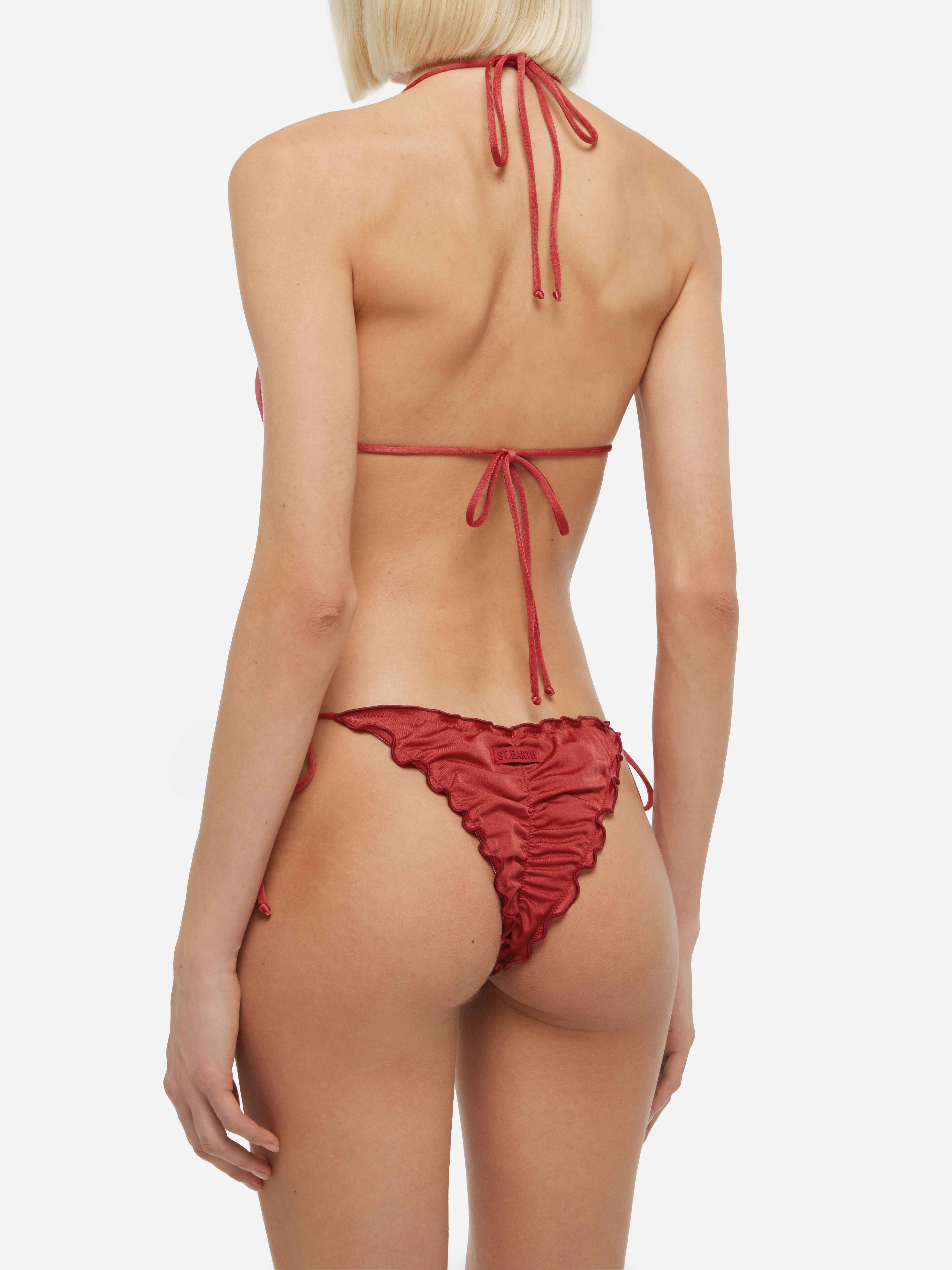 Bikini classico a triangolo in shimmer rosso mattone Sagittarius Miami - Image 4