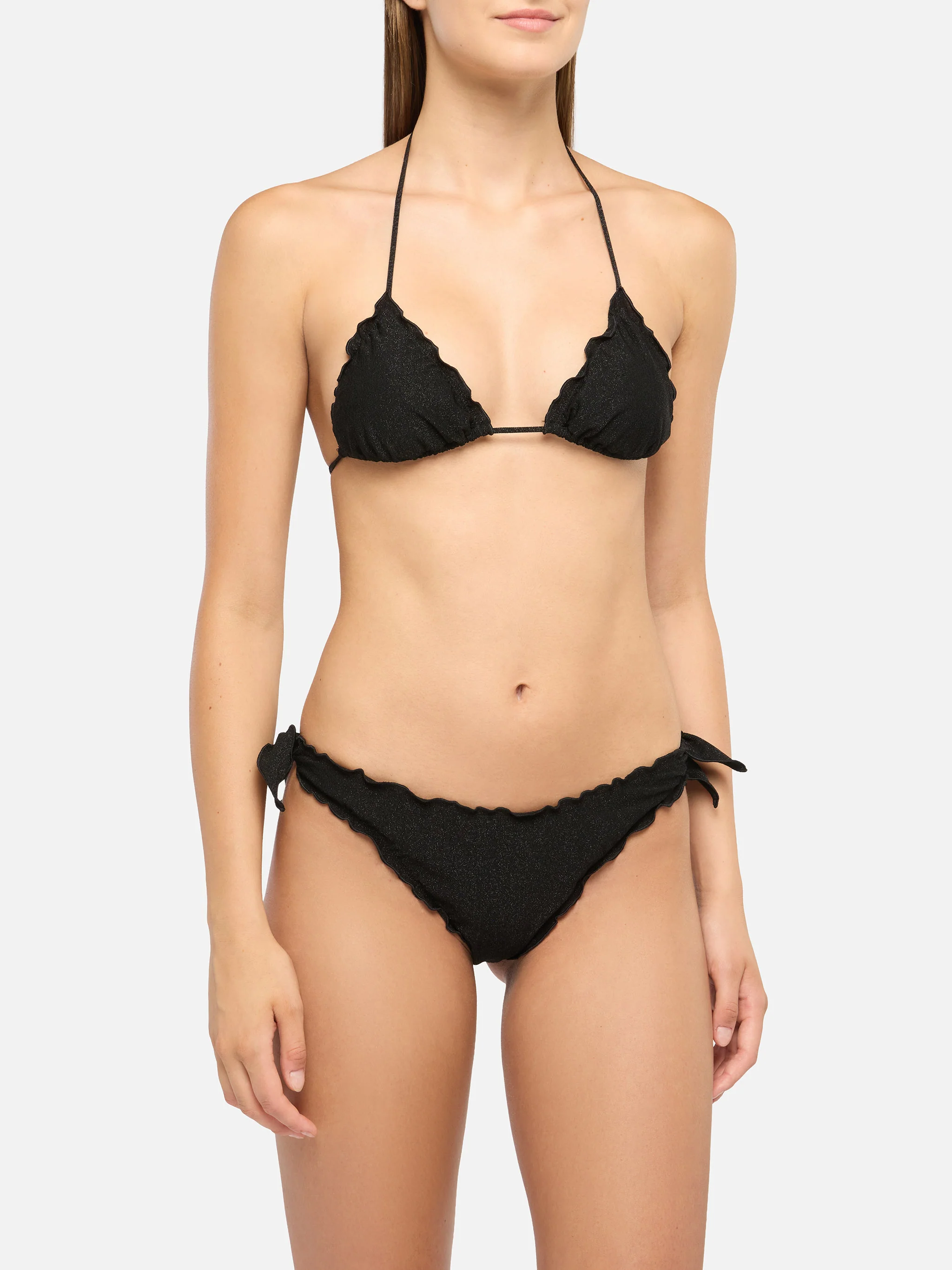 Bikini classico a triangolo Sagittarius Moon in lurex nero - Image 2