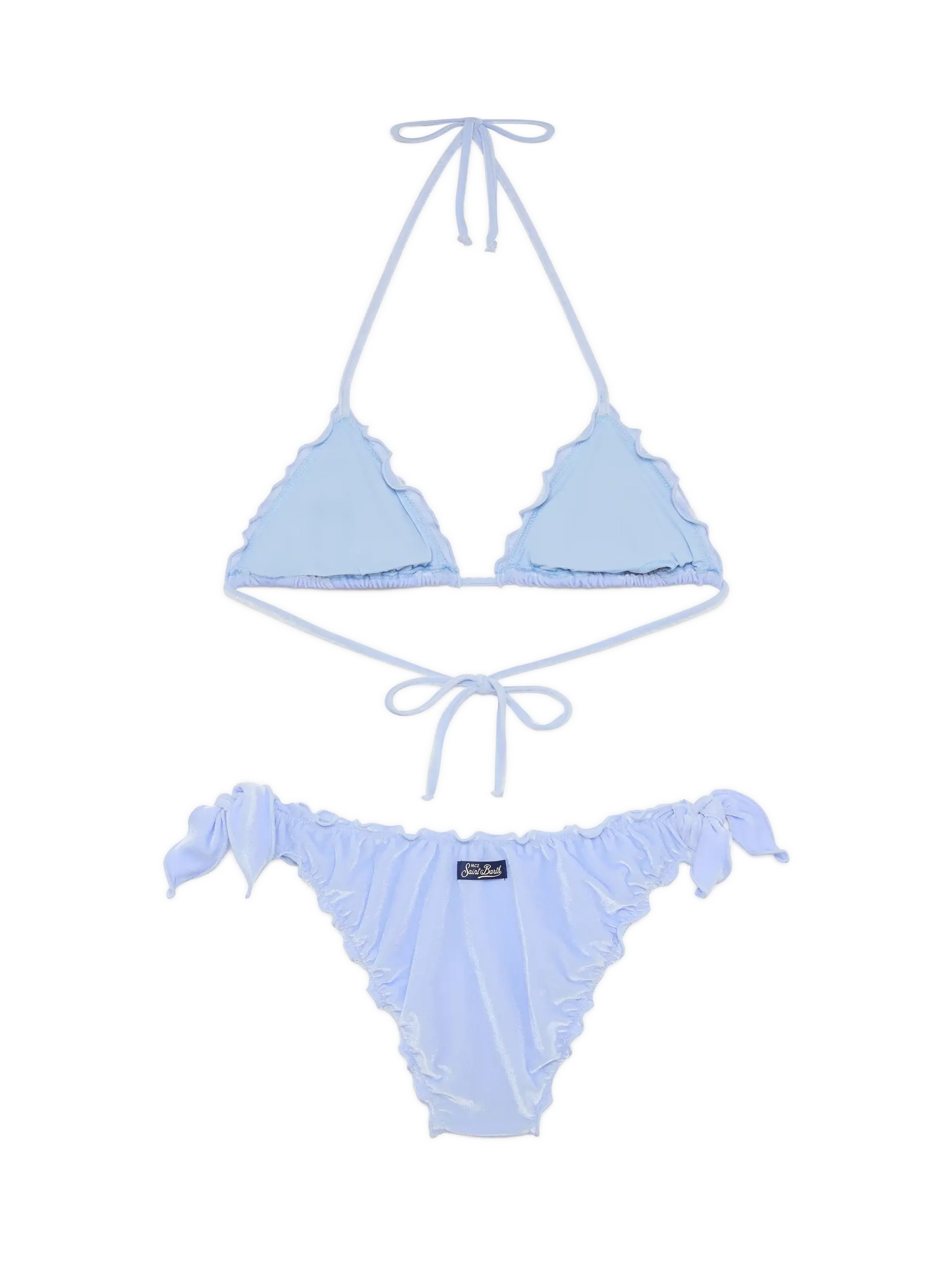 Bikini a triangolo classico Sagittarius Moon in velluto azzurro chiaro - Image 3