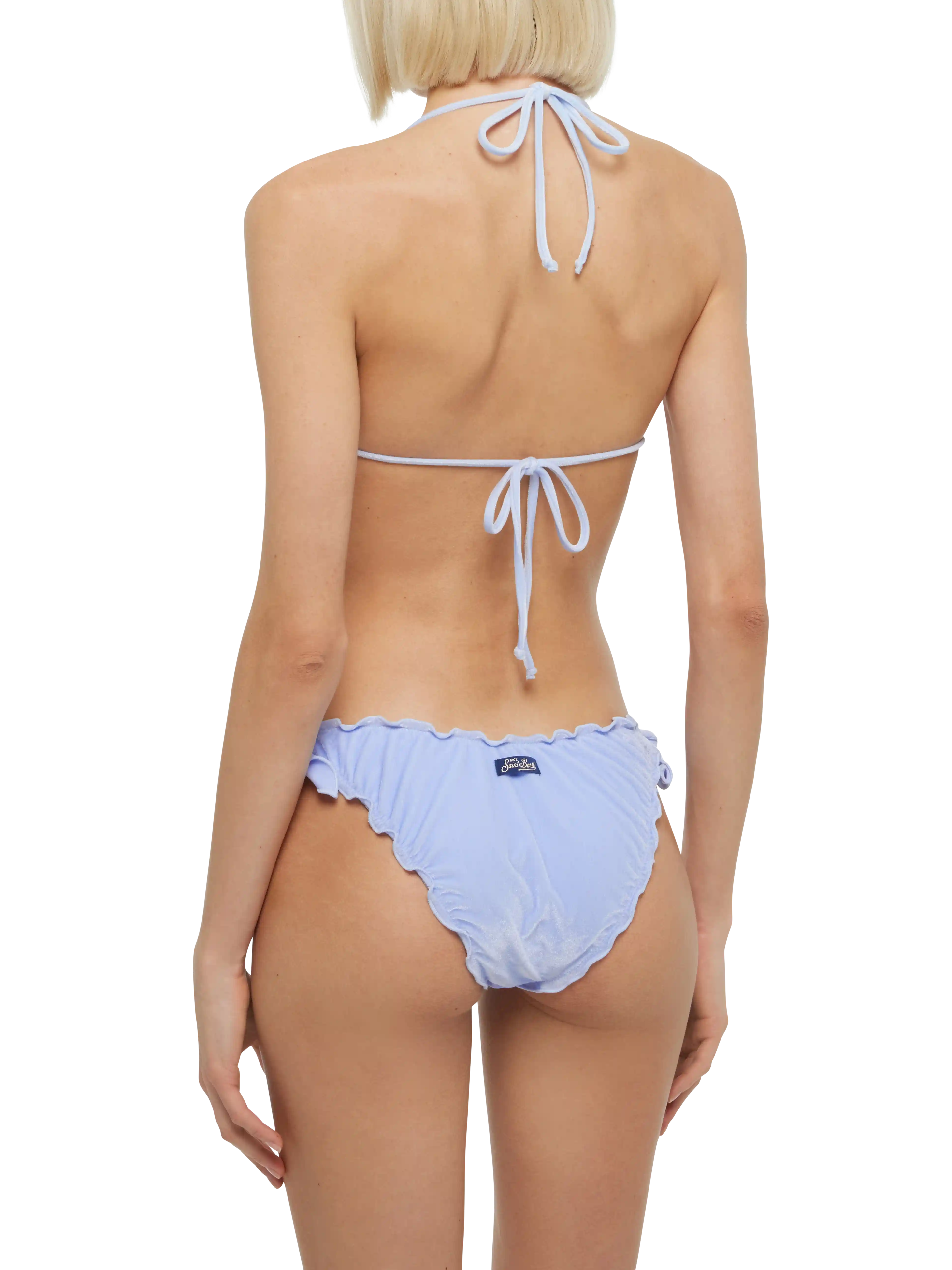 Bikini a triangolo classico Sagittarius Moon in velluto azzurro chiaro - Image 4
