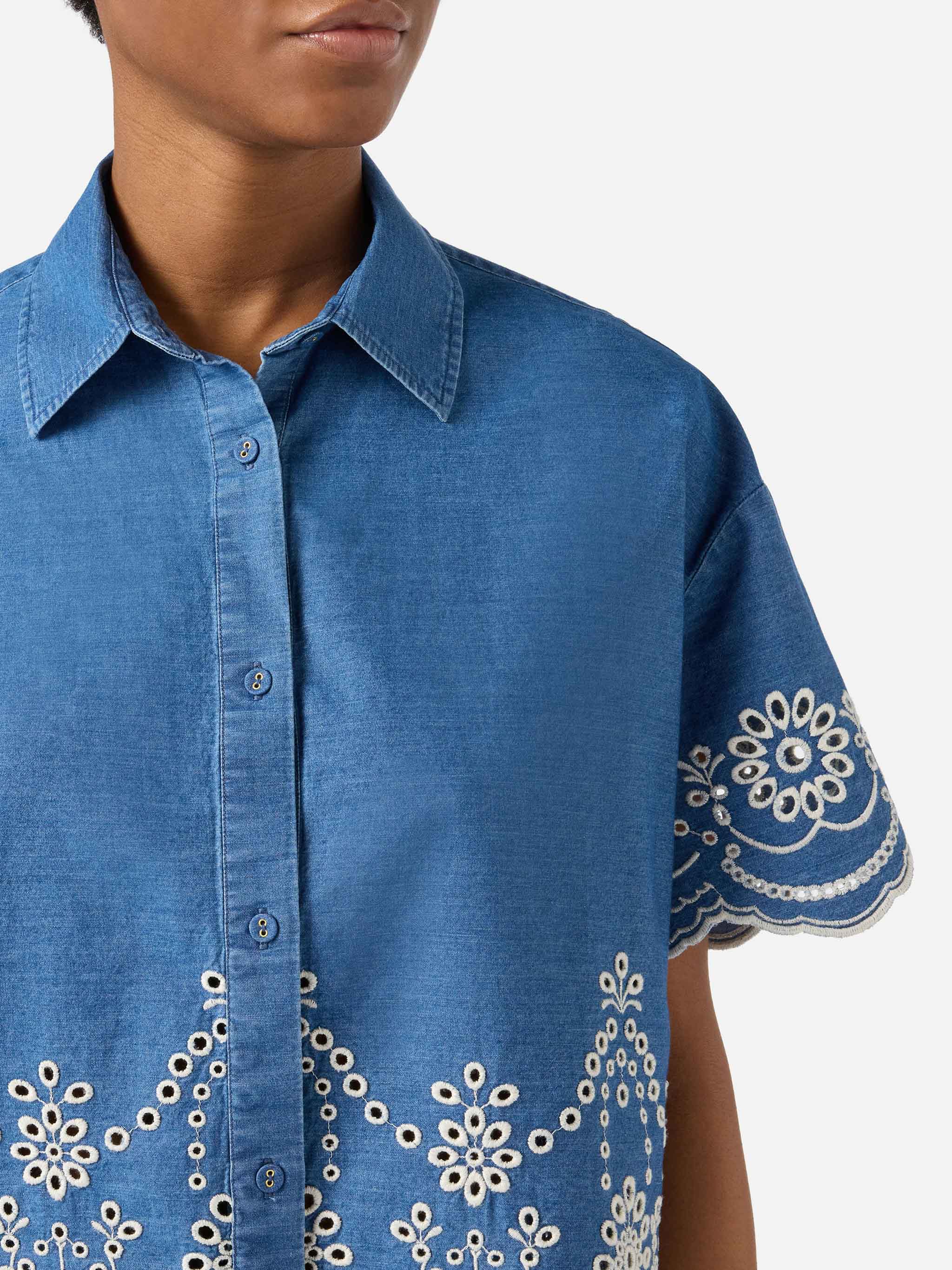 Camicia Clementine in chambray con ricamo floreale - Image 2