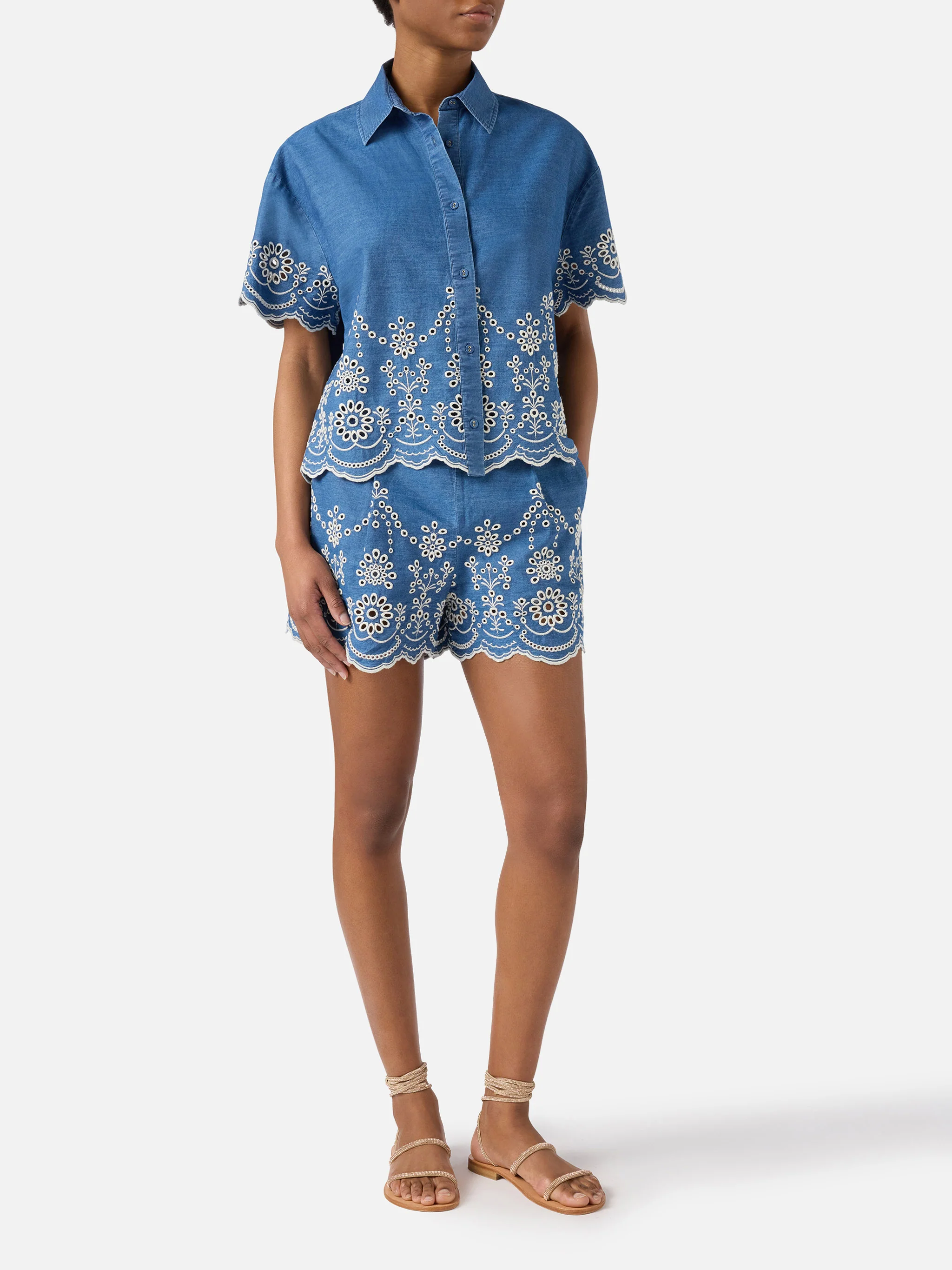 Camicia Clementine in chambray con ricamo floreale - Image 4