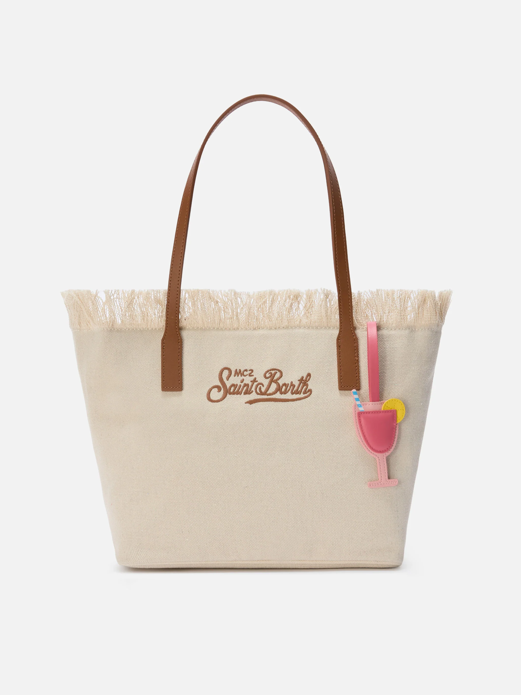Bag charm a forma di cocktail in pelle liscia con targhetta logo - Image 2