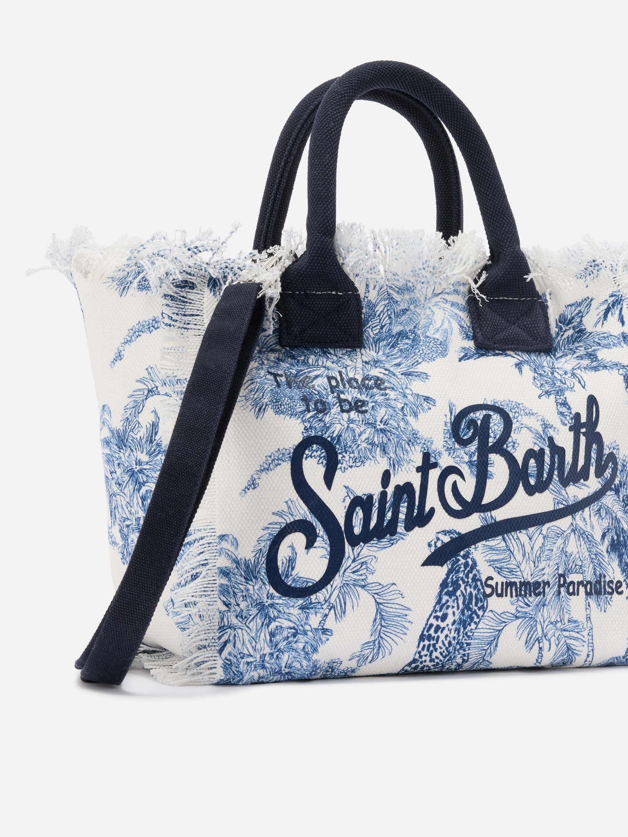 Borsa Colette in canvas con stampa toile de Jouy blu - Image 3