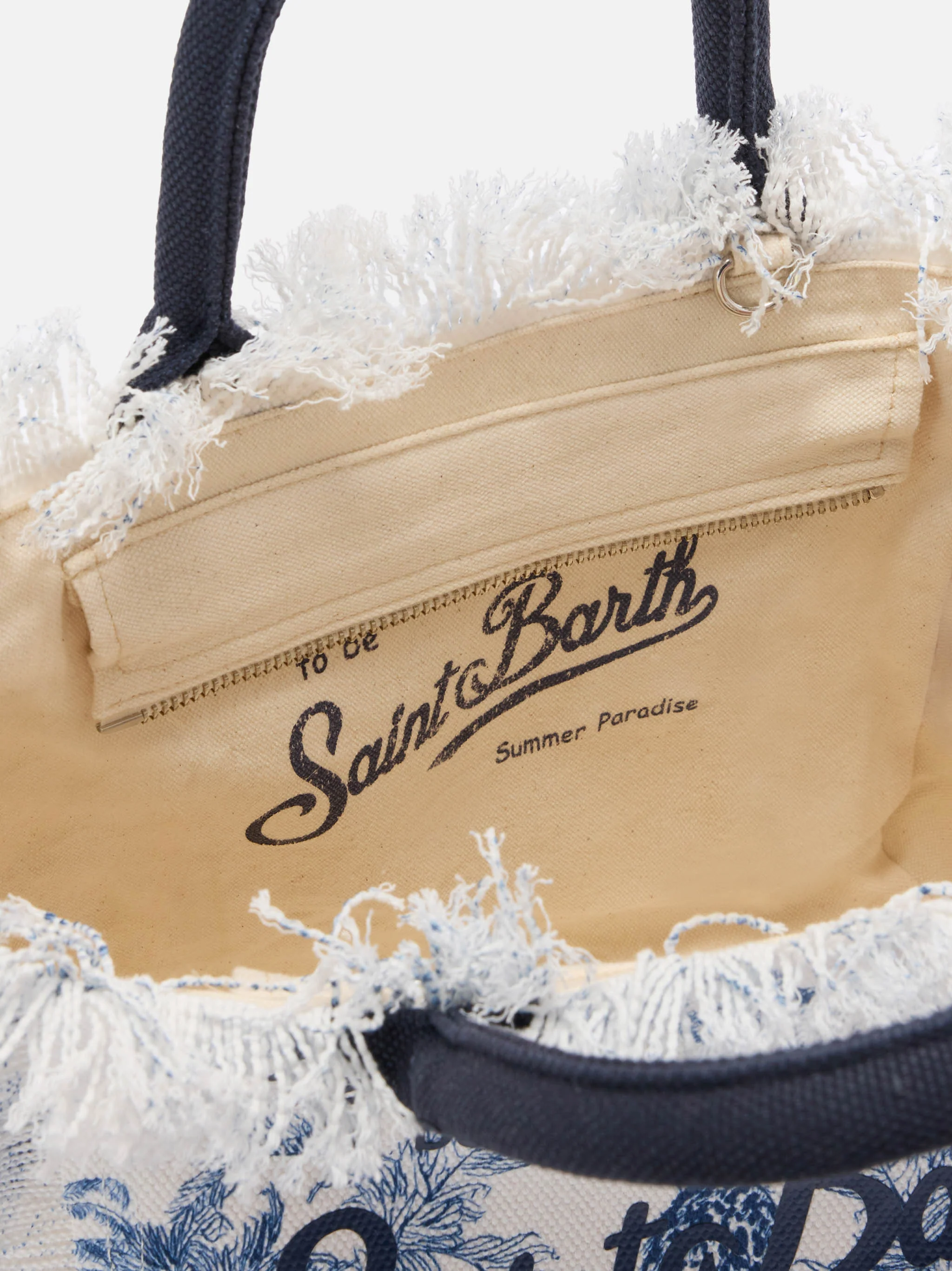 Borsa Colette in canvas con stampa toile de Jouy blu - Image 4