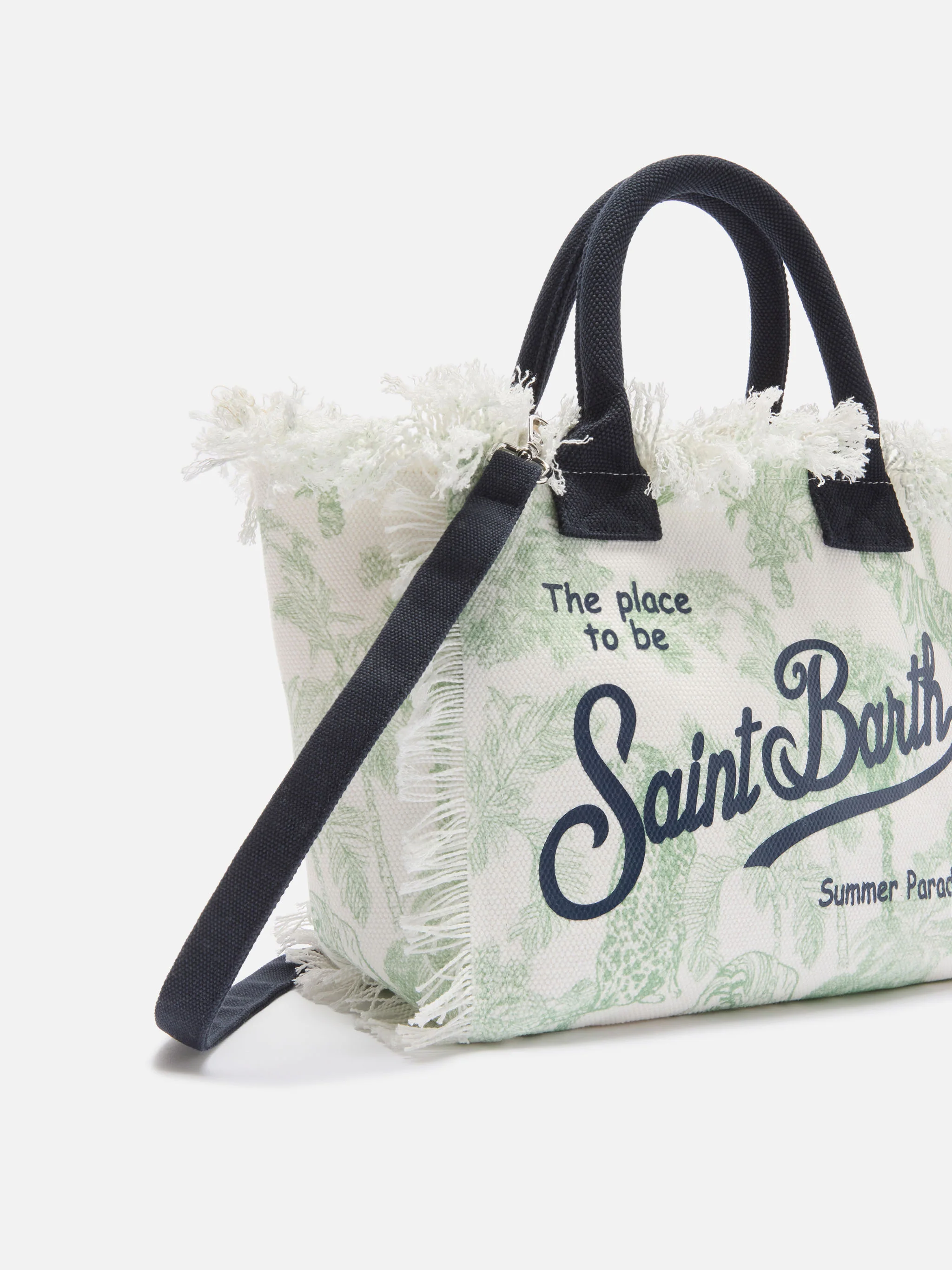Borsa Colette in canvas con stampa toile de Jouy verde - Image 2