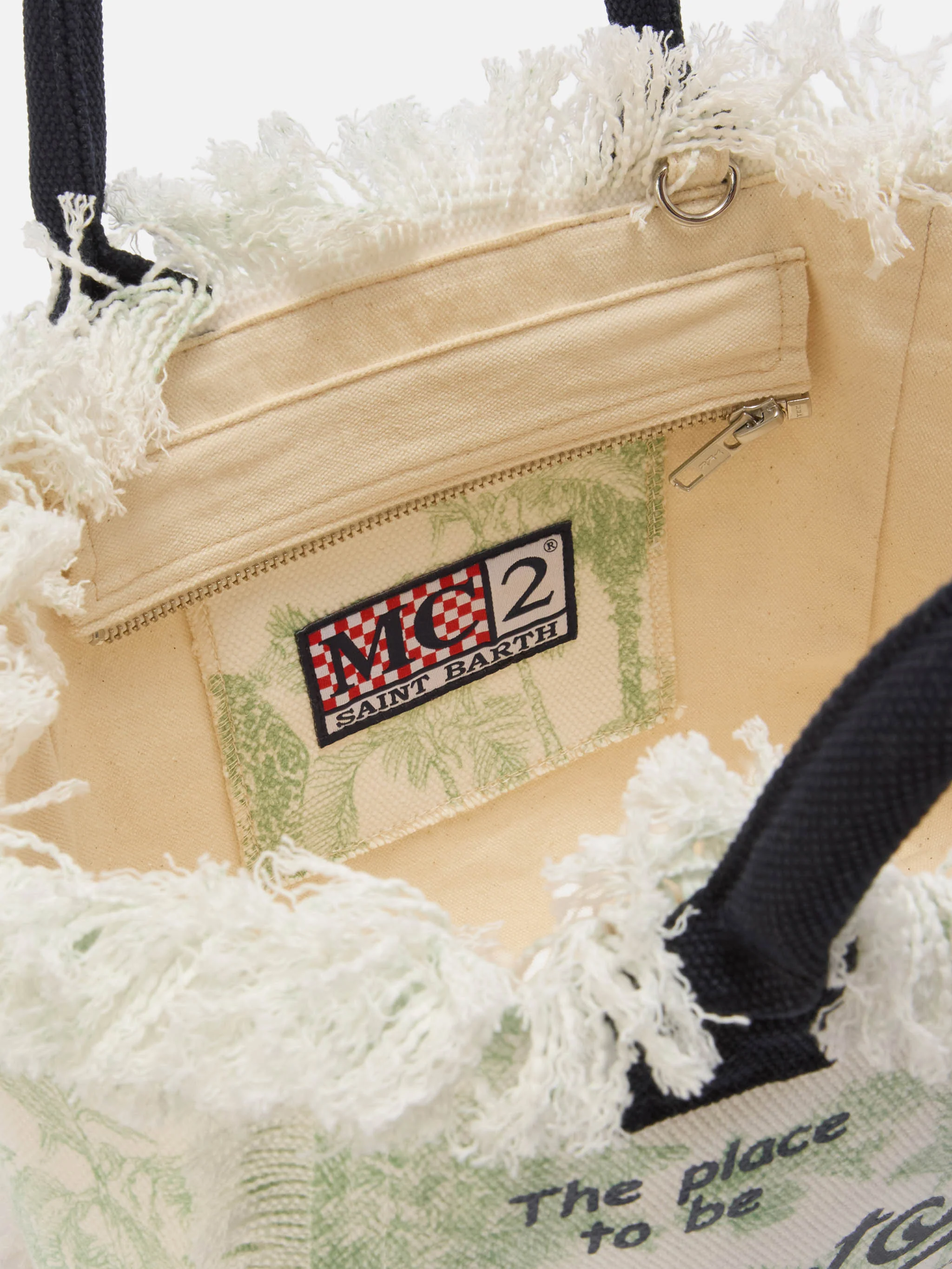Borsa Colette in canvas con stampa toile de Jouy verde - Image 3