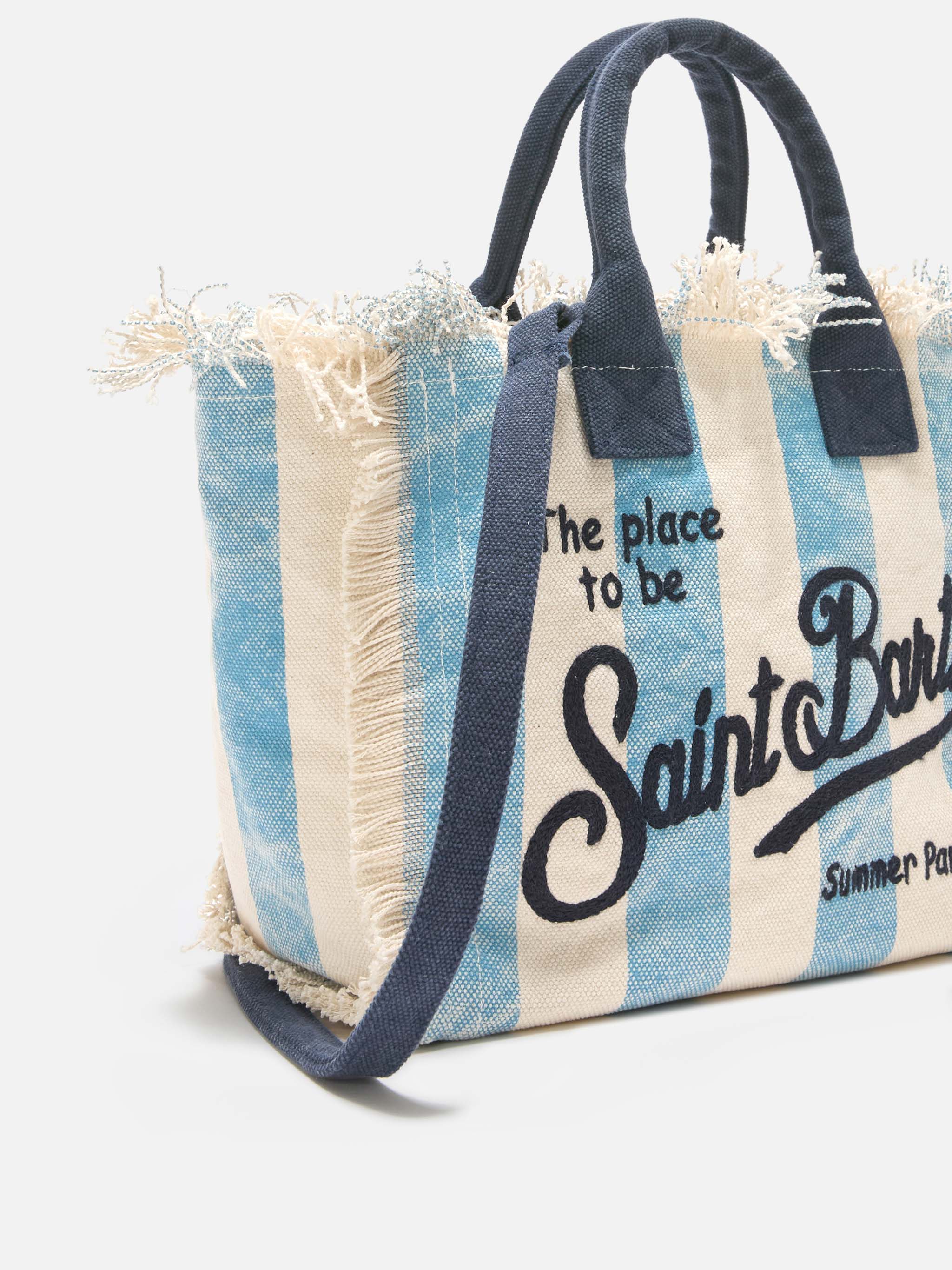 Borsa Colette in canvas a righe azzurre - Image 3