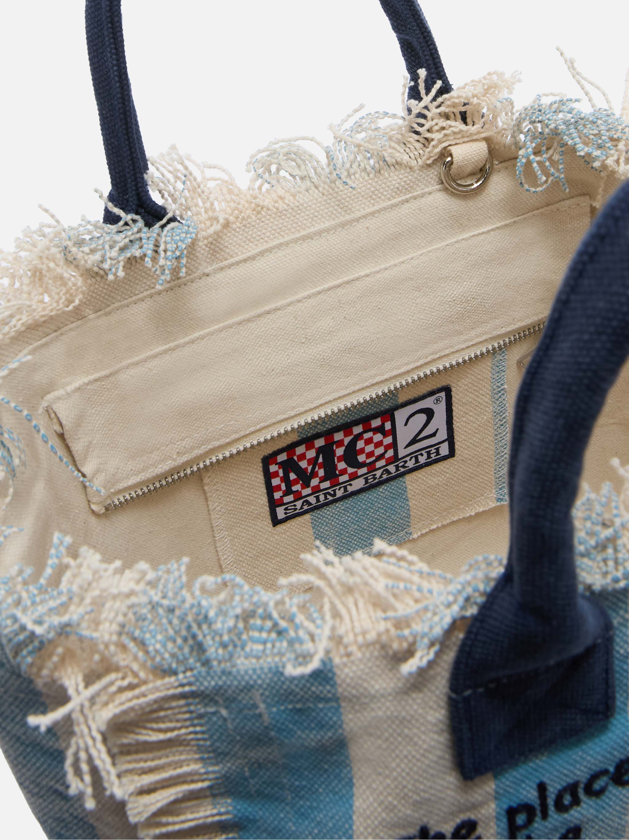 Borsa Colette in canvas a righe azzurre - Image 4