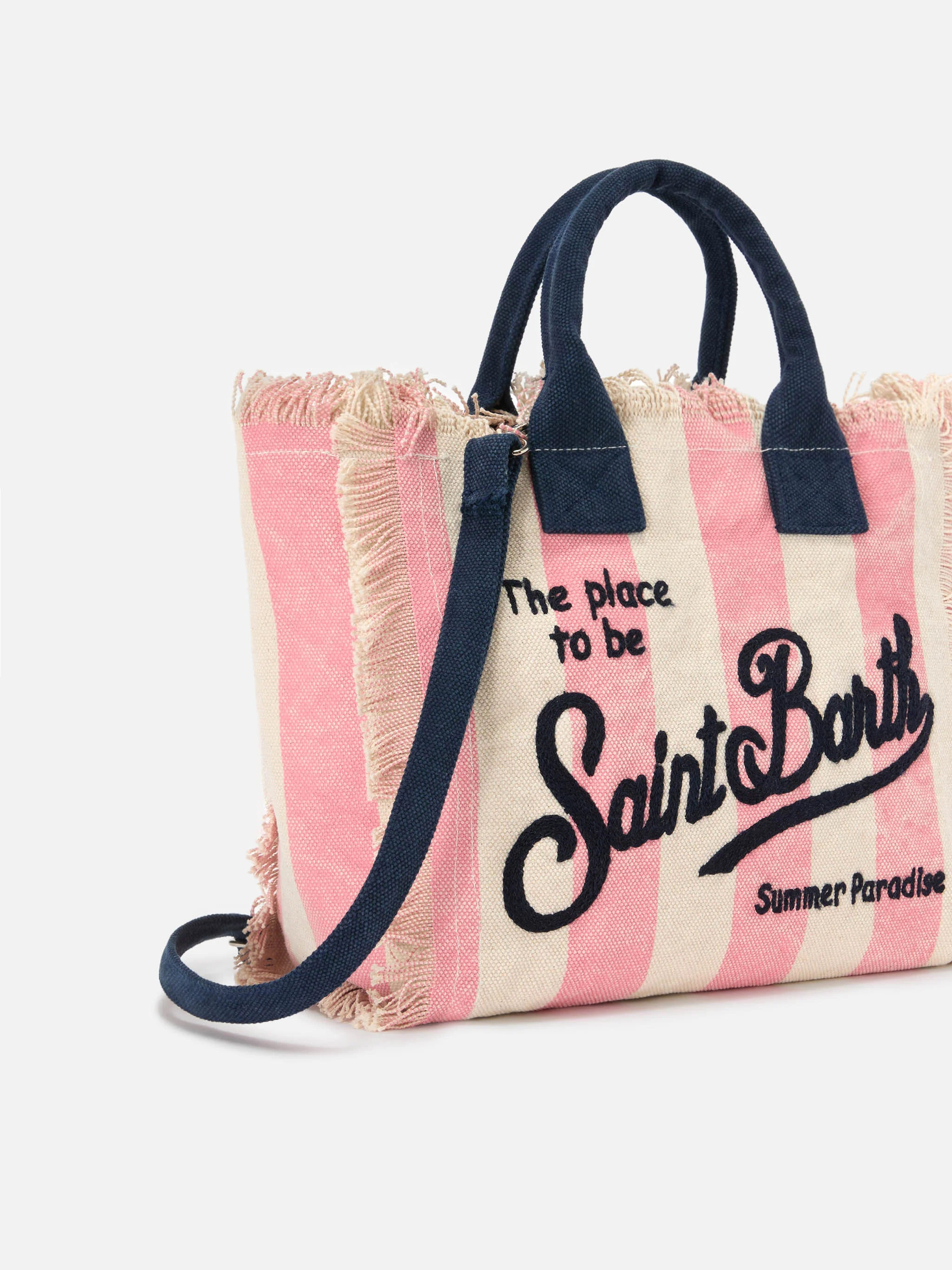 Borsa Colette in canvas a righe rosa - Image 3
