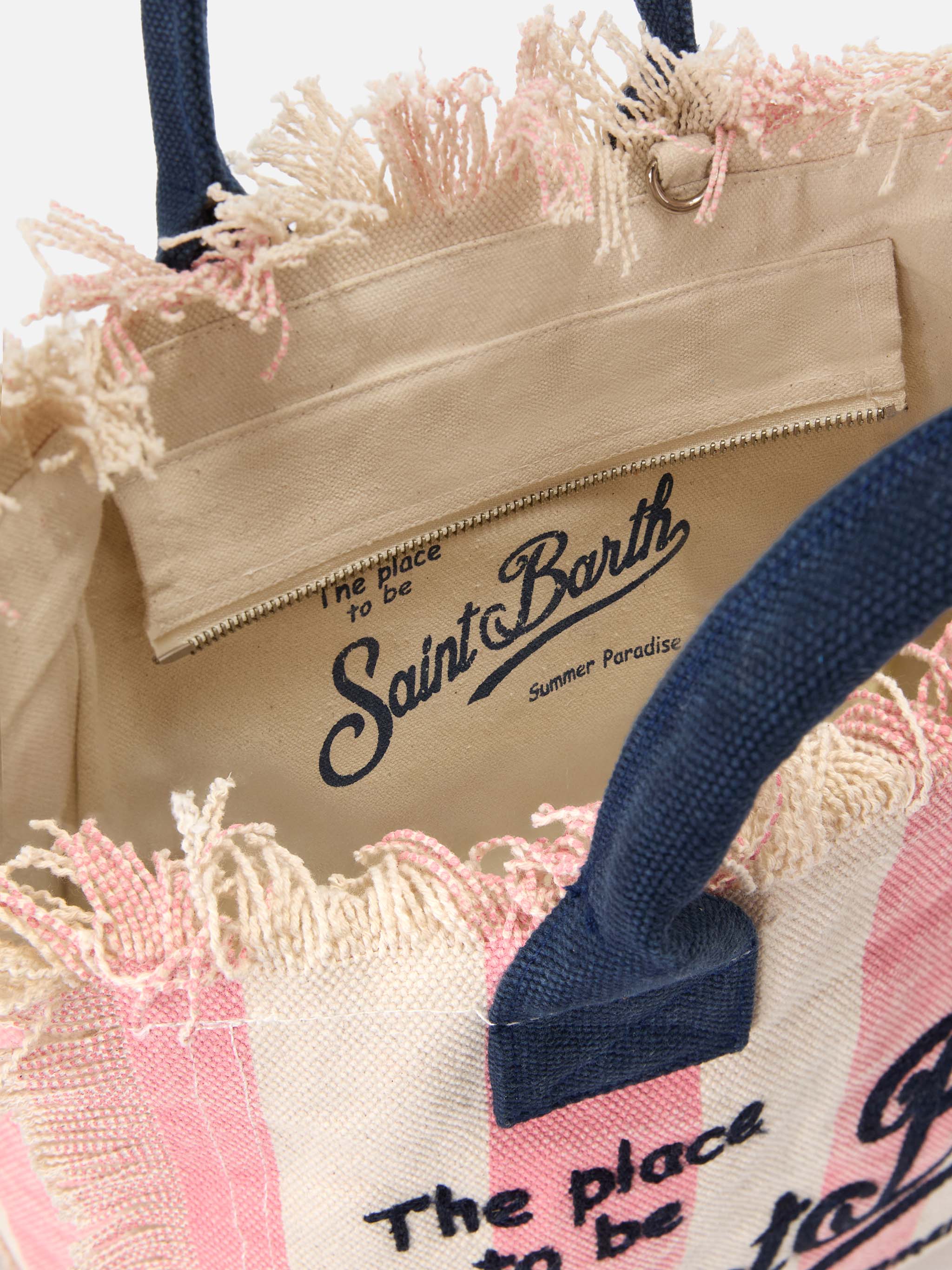 Borsa Colette in canvas a righe rosa - Image 4