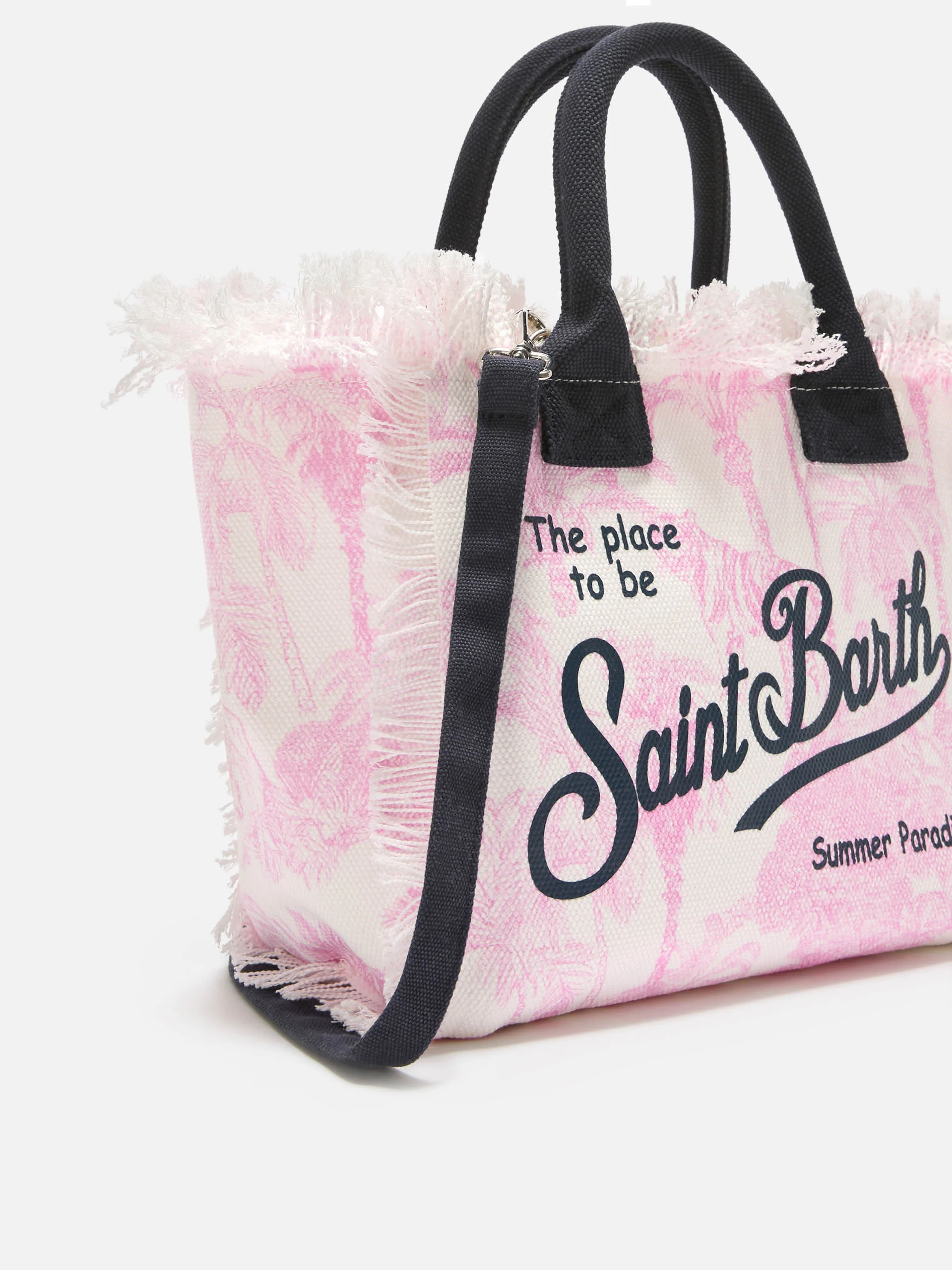 Borsa Colette in canvas con stampa toile de Jouy rosa - Image 3