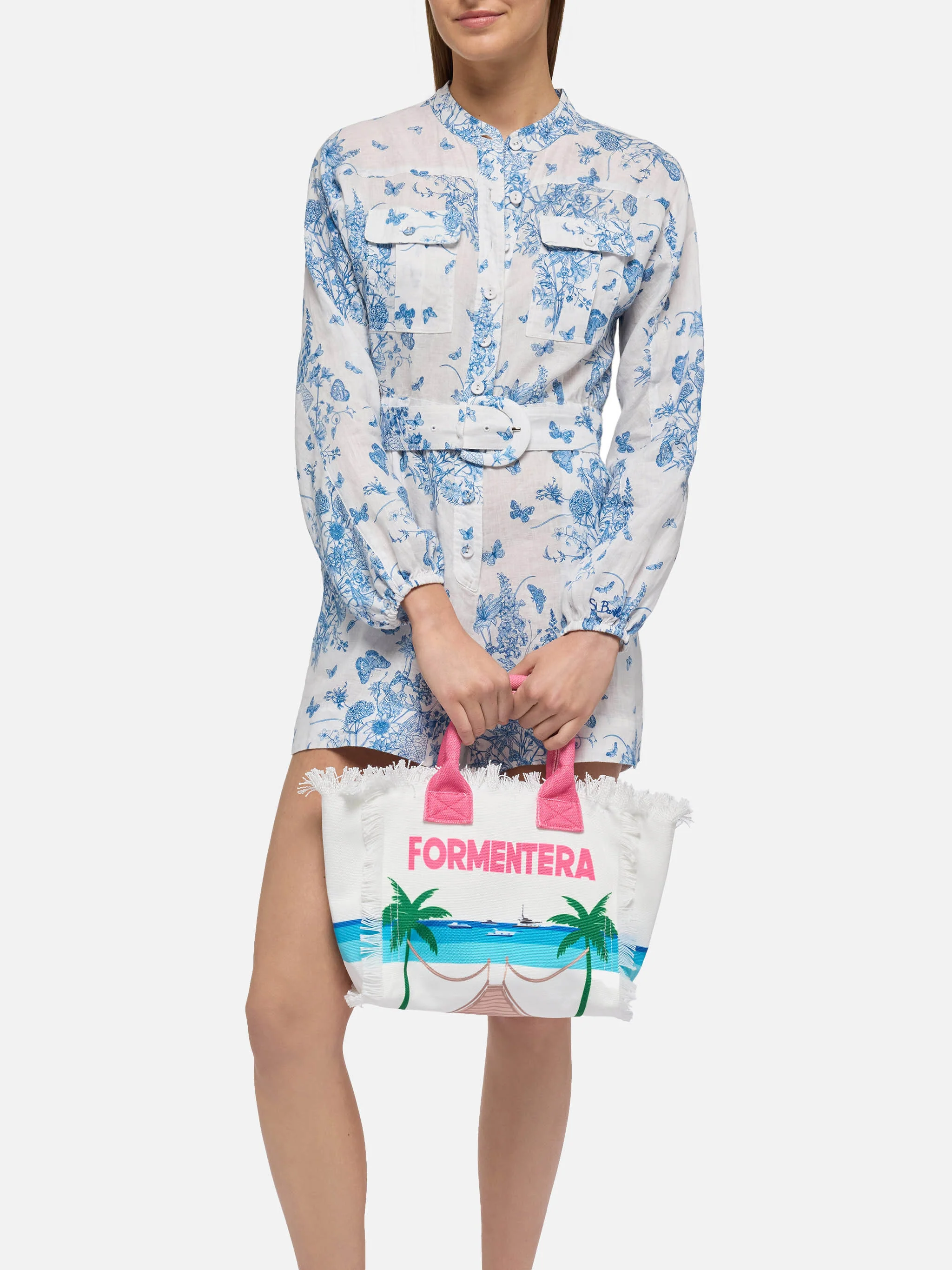 Borsa Colette in canvas di cotone con stampa cartolina Formentera - Image 2