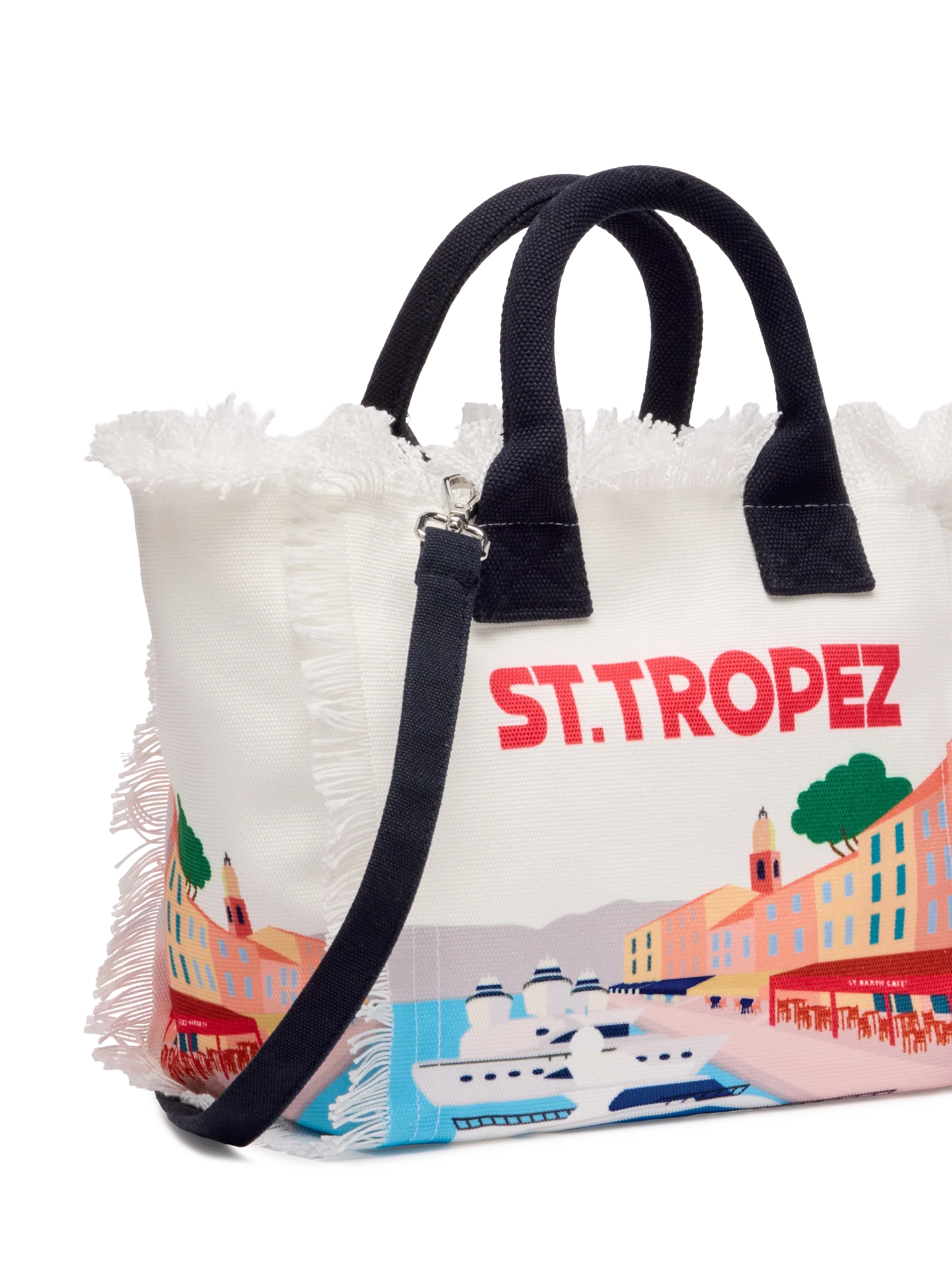 Borsa Colette in canvas di cotone con stampa cartolina St. Tropez - Image 3