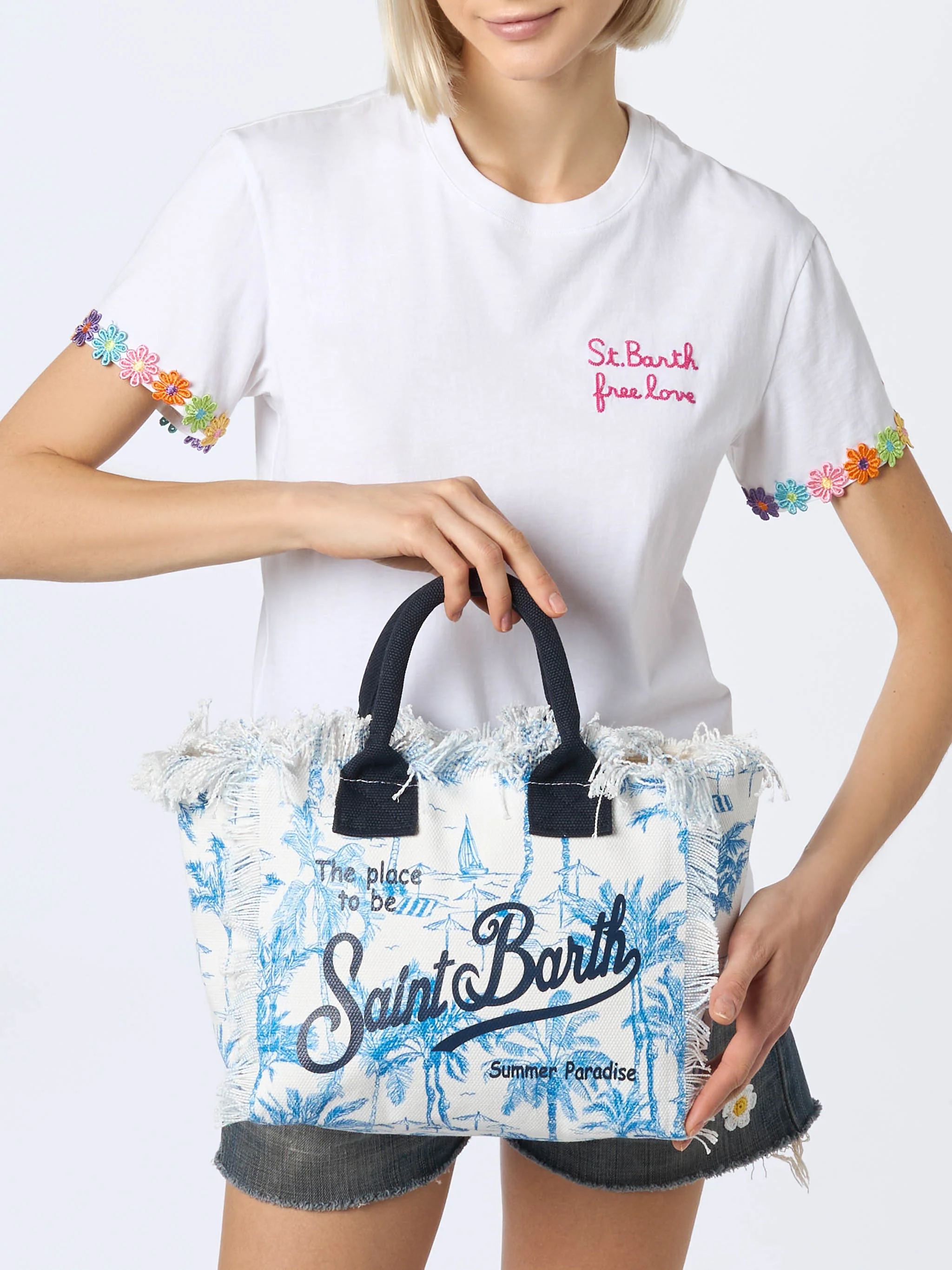 Borsa Colette in canvas di cotone con stampa toile de jouy - Image 2