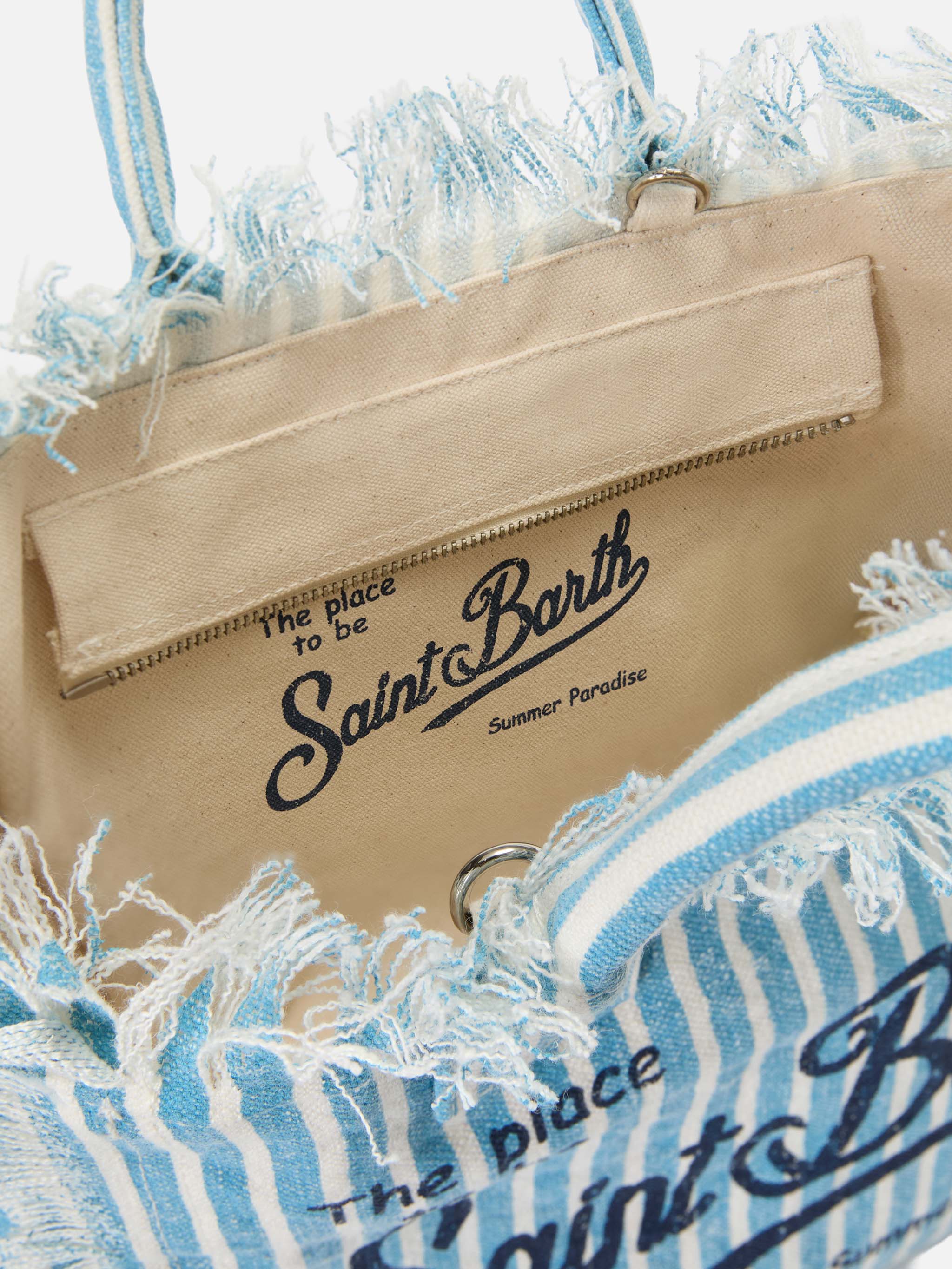 Borsa Colette in lino a righe azzurre e bianche - Image 4