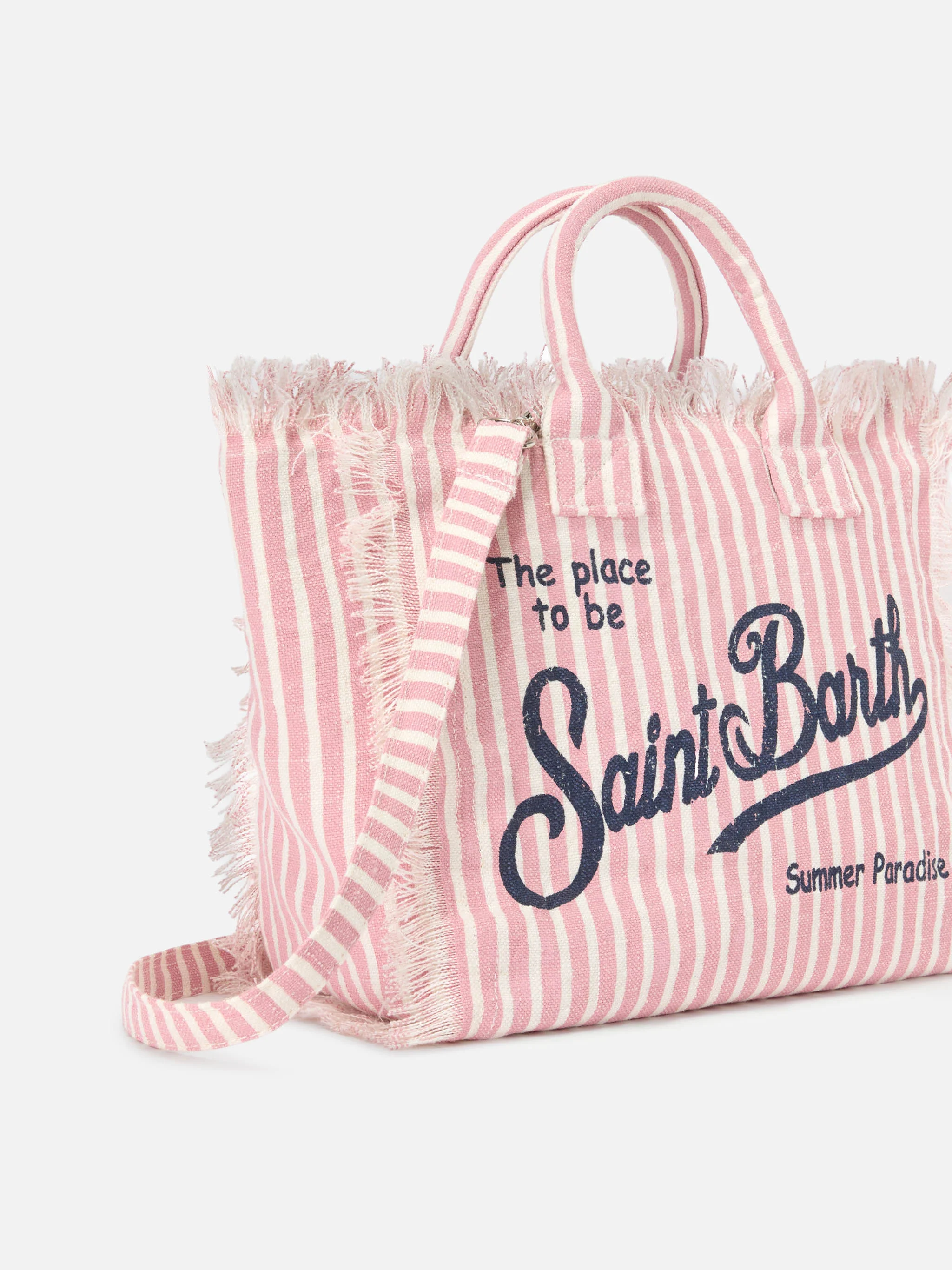 Borsa Colette in lino a righe rosa e bianche - Image 3